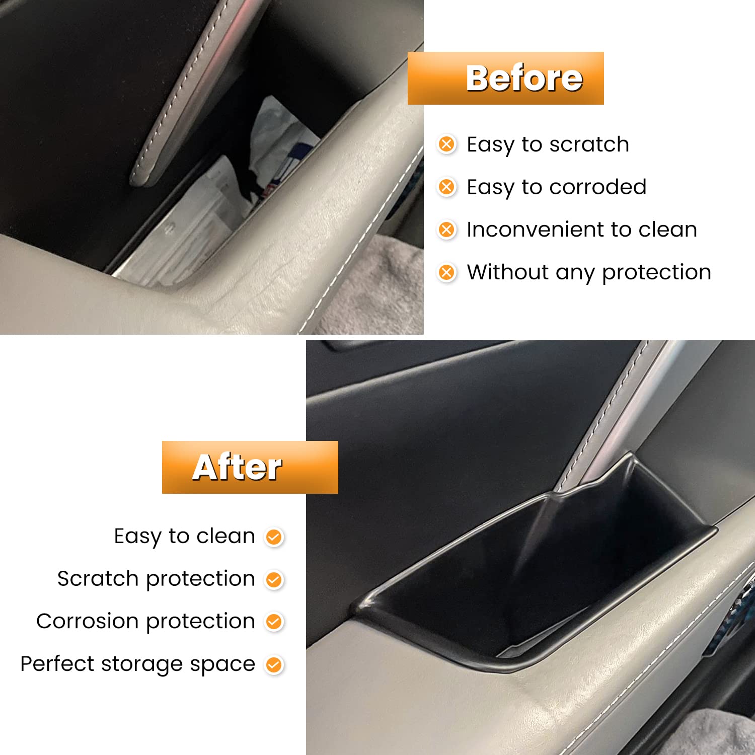 Inner Door Armrest Storage Box Tray For Chevrolet Corvette C7 Z06 Z51 Zr1 Stingray Grand Sport 2014 2015 2016 2017 2018 2019 Int