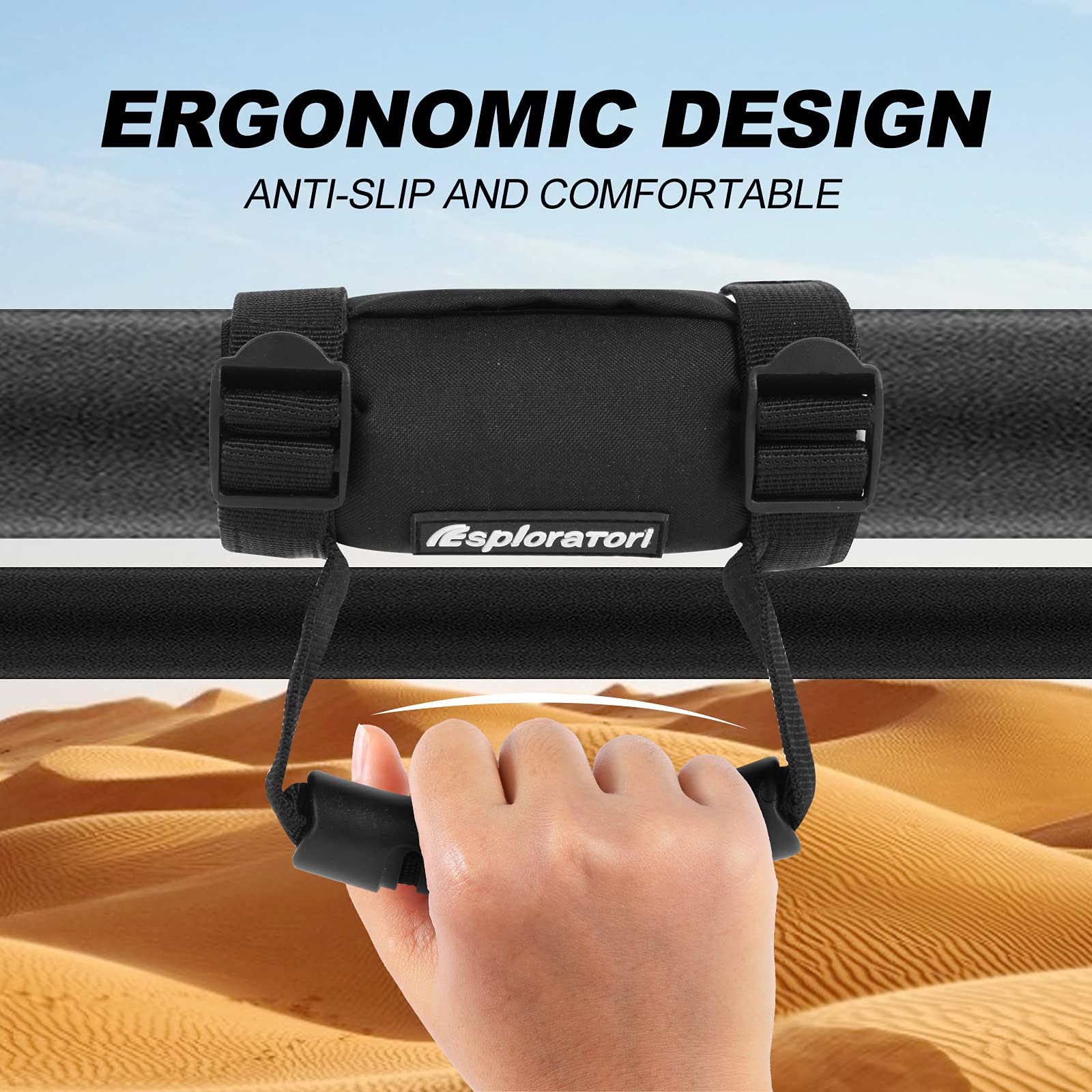 UTV Roll Bar Grab Handle Grips, UTV Grab Handles for 1.5''-2'' Roll Bar Compatible with Polaris RZR, Can Am, Gator, Kawasaki, Wi