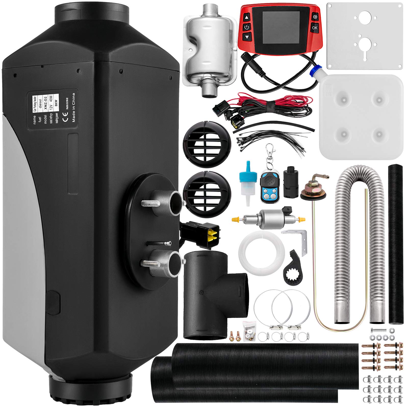 Fiberfly 8KW Diesel Air Heater with 15L Tank, LCD Thermostat & Remote Control for Bus, Boat, and Motor-home