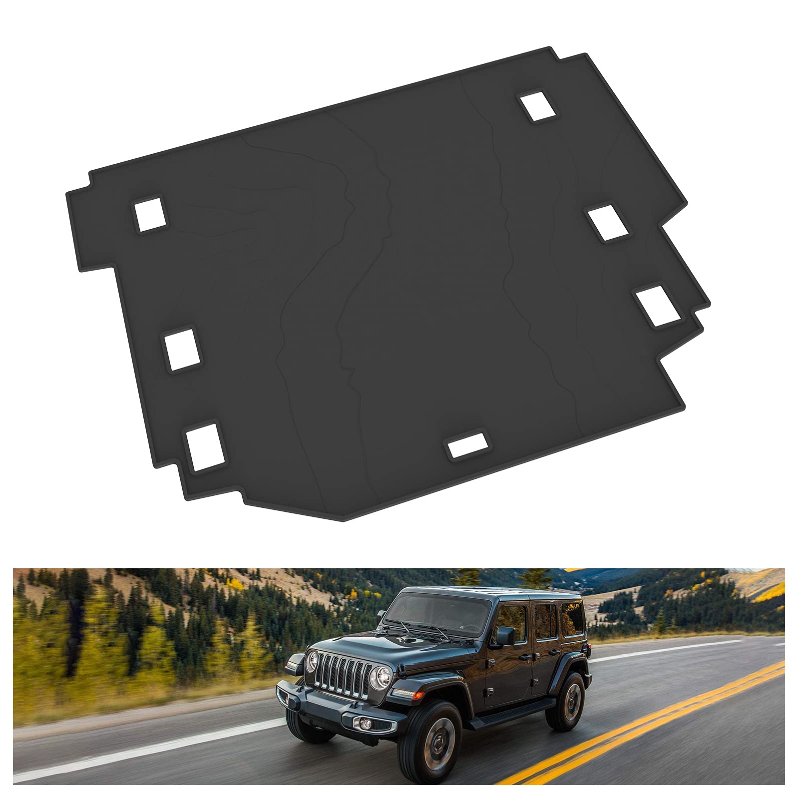 Kiwi Master Cargo Mat For 2018-2025 Jeep Wrangler Jl 4-Door All Weather Trunk Tray Liner Tpe Slush Mats Black