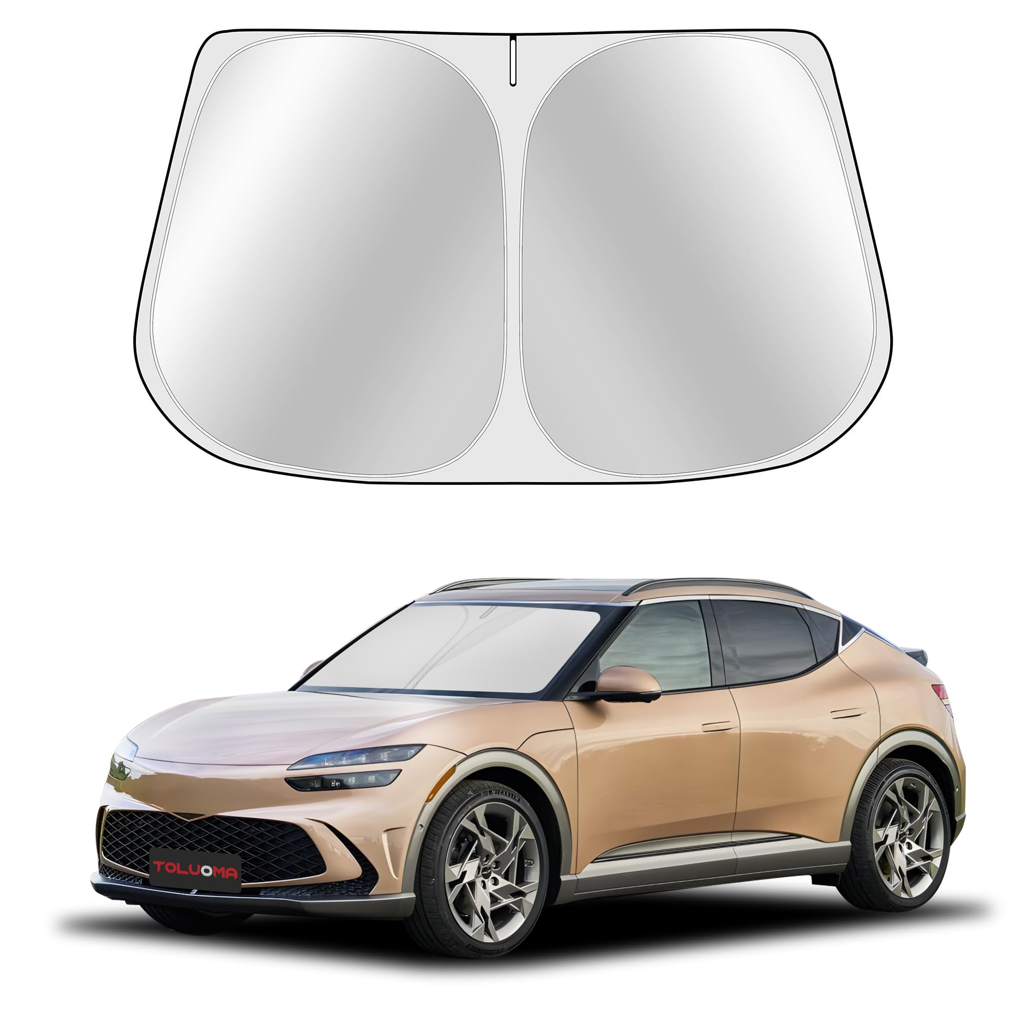 Toluoma Custom Fit Windshield Sun Shade For Genesis Gv60 2023-2025 - Full Coverage, 210T Reflective Fabric, Double-Layer Design