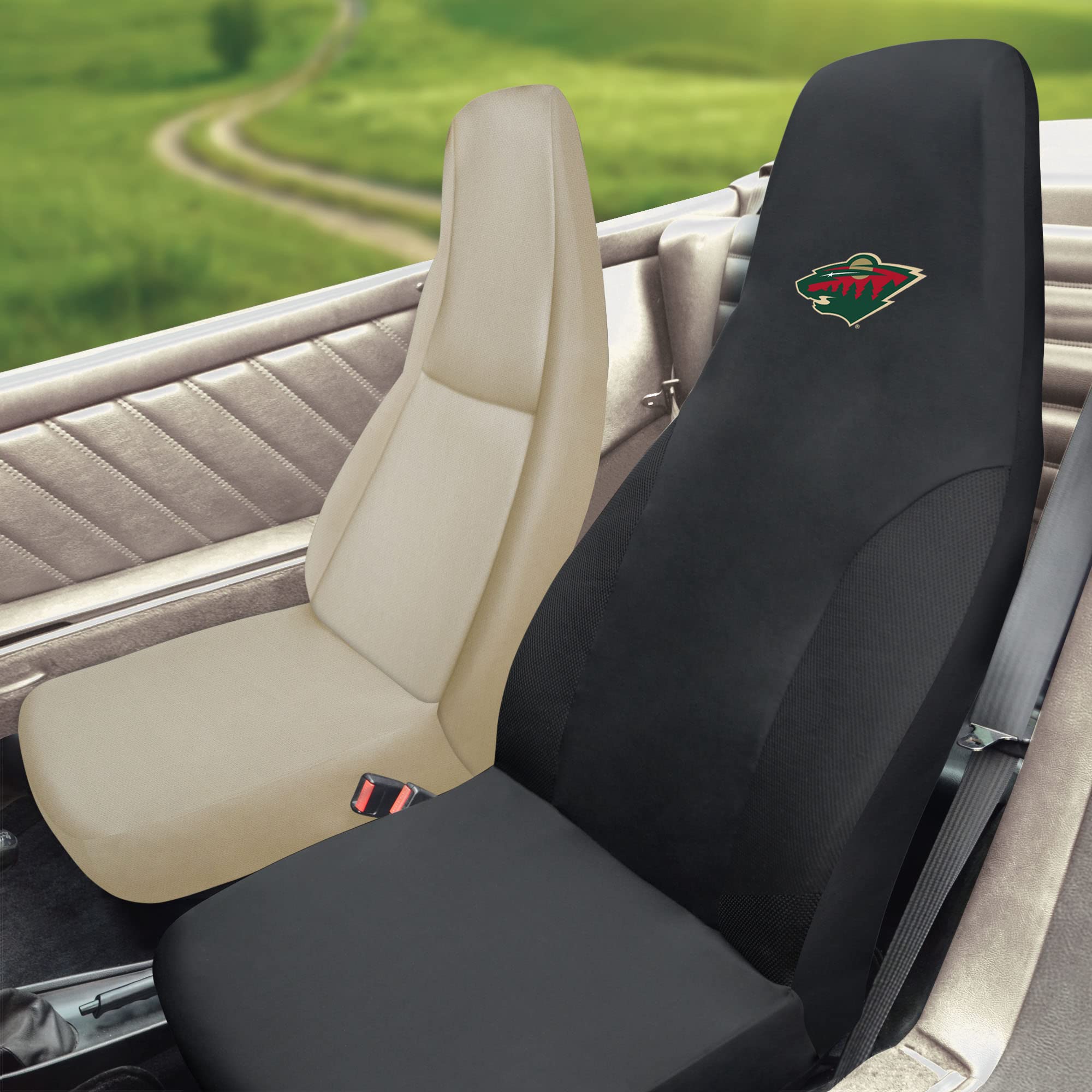 Fanmats 17179 Minnesota Wild Embroidered Seat Cover, Black