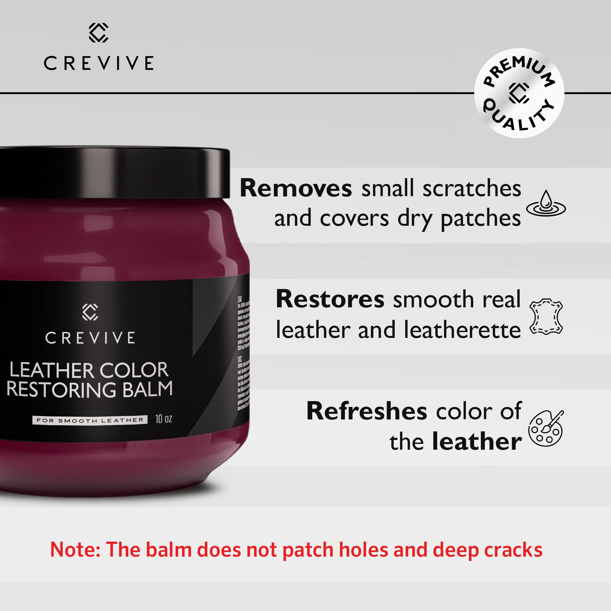Crevive Leather Recoloring Balm Bordeaux 10 Oz - Leather Color Restorer - Leather Restorer For Couches - Leather Balm Bordeaux