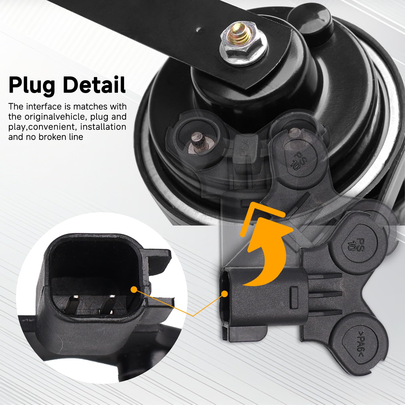 FARBIN Loud Dual-Tone Electric Snail Horn for Ford/GM/Chrysler - 12V Waterproof Black Plastic Model FB-ZCZY