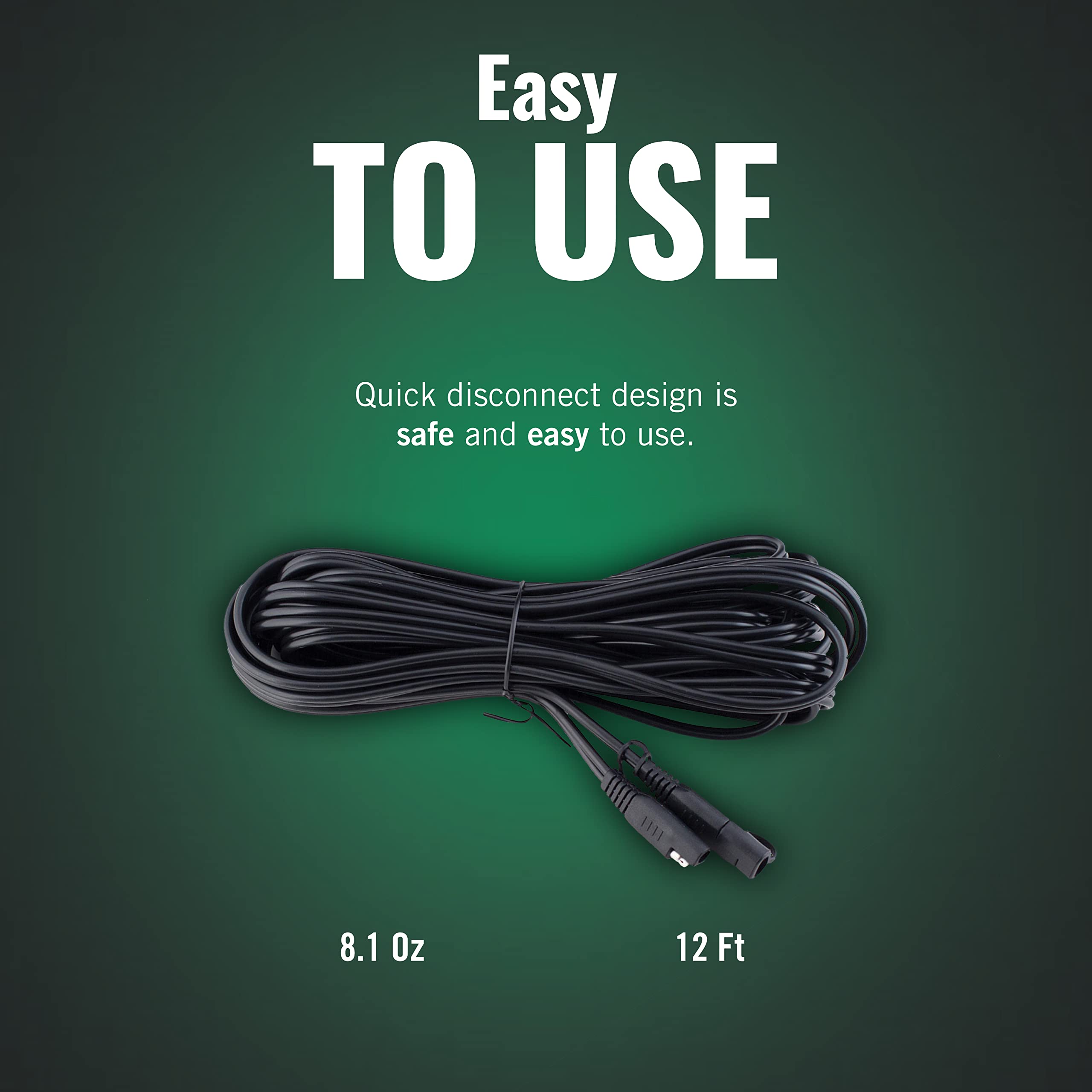 Battery Tender 12 Foot Extension SAE Cable 4 Pack - Designed for Use with Battery Tender Chargers - Quick Connect Plugs for Easy