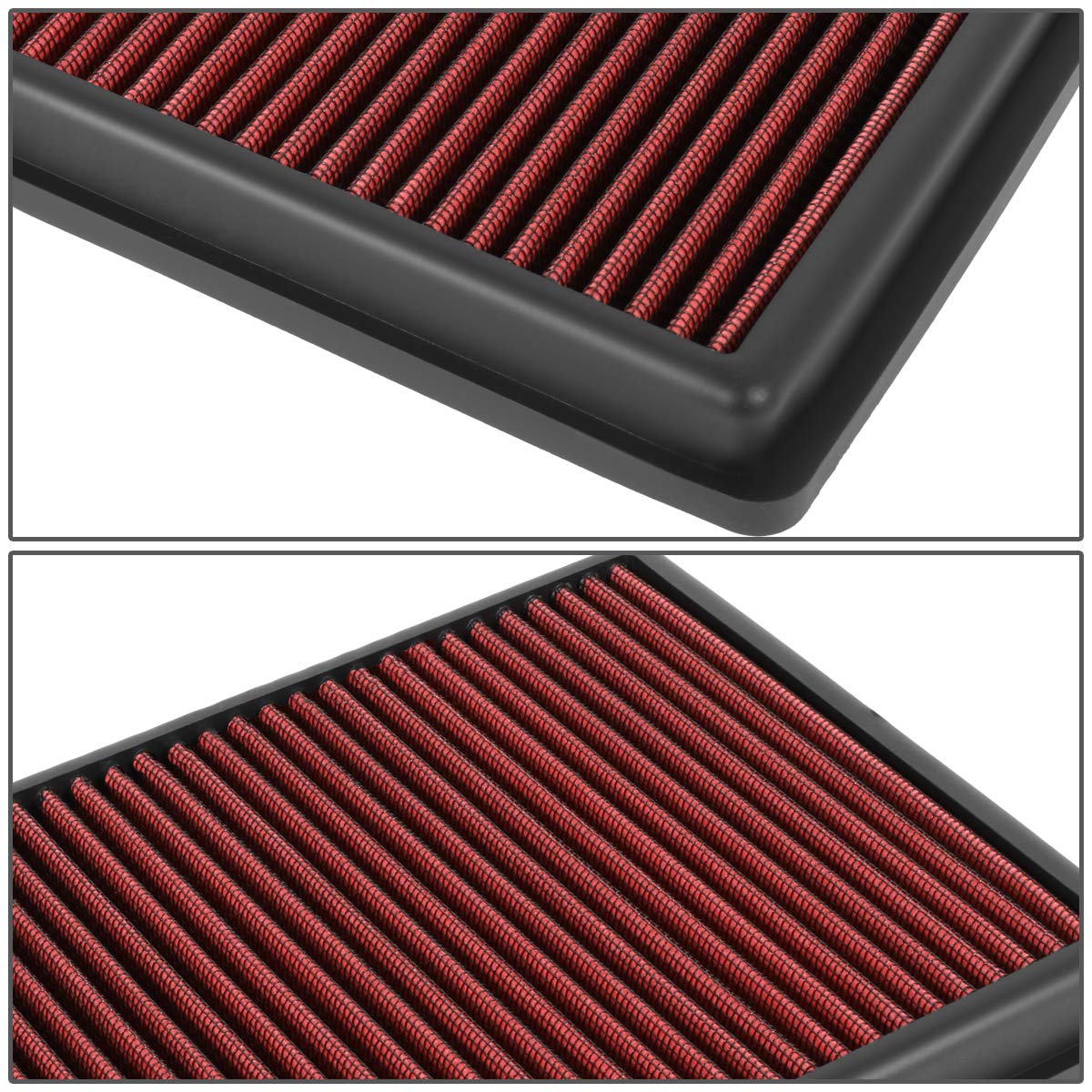 DNA Motoring AFPN-207-RD Washable Drop In Panel Air Filter Enhance Engine Performance Power & Acceleration Improve [Compatible w