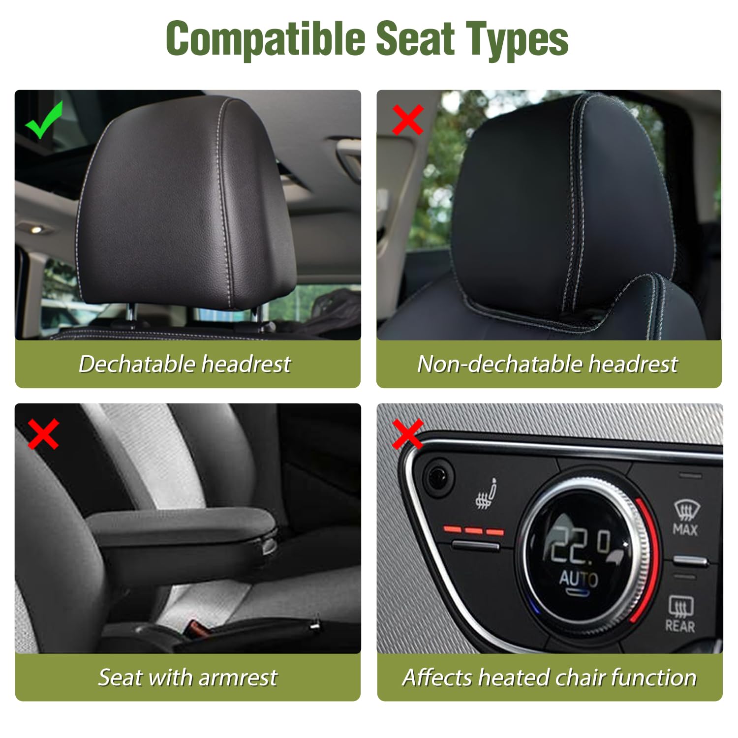 Nilight Car Seat Covers Waterproof Breathable Faux Leather Cushions Anti-Slip Universal Cover For Hyundai Kia Civic Corolla Hond