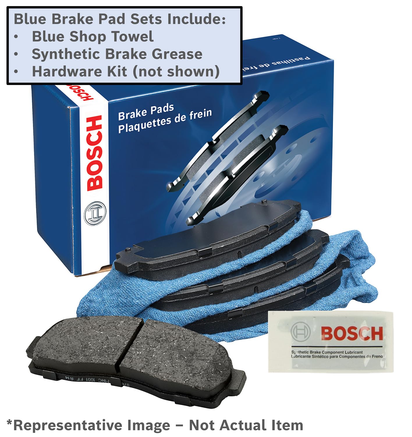 BOSCH BE798H Blue Ceramic Disc Brake Pad Set with Hardware - Compatible with Select Mazda Proteg  ; FRONT