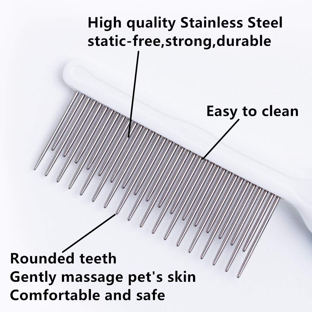 Pet Comb, Long And Short Teeth Comb For Dogs  Cats, Pet Hair Comb For Home Grooming Kit, Removes Knots, Mats And Tangles