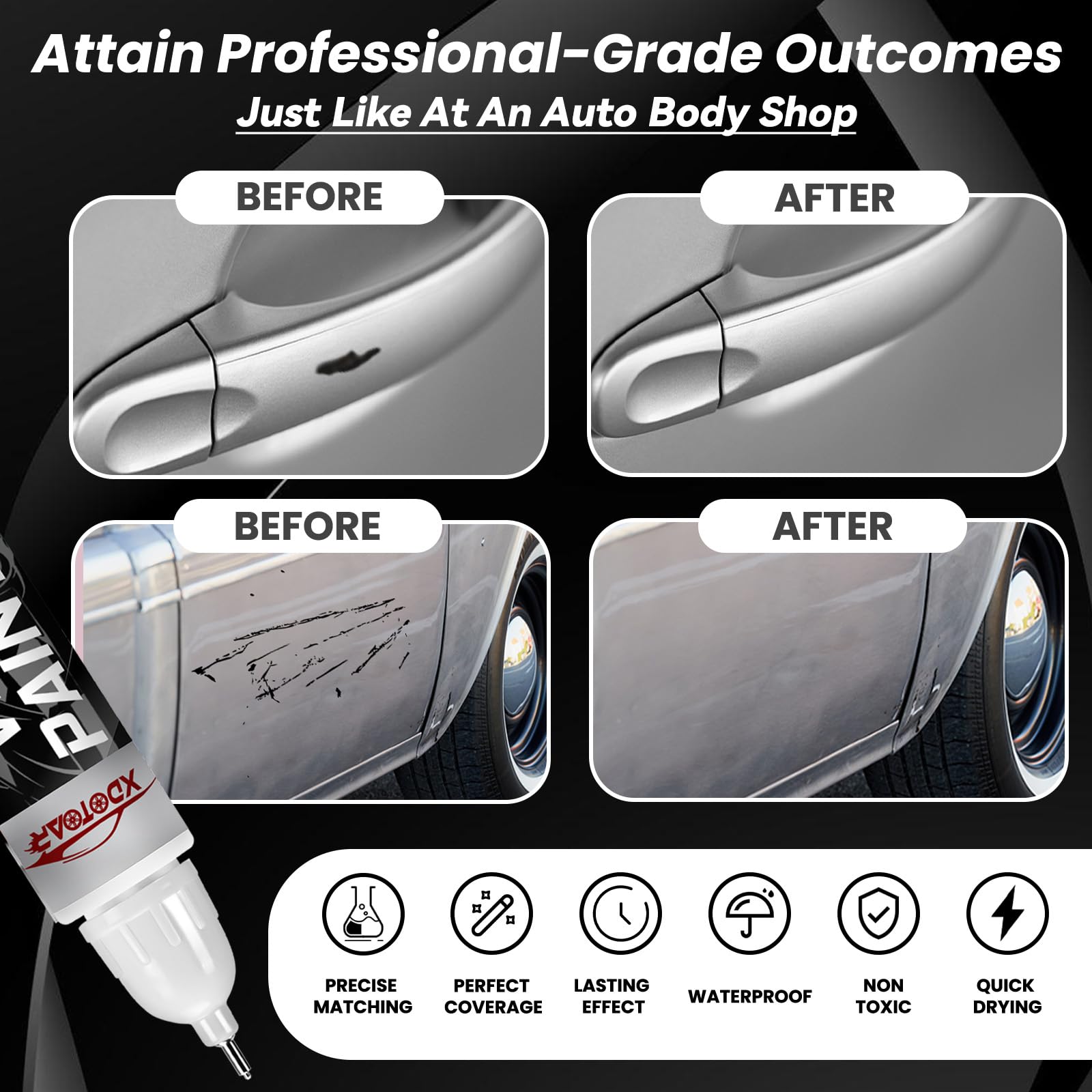 Silver Touch Up Paint For Cars, Color Accurate Car Touch Up Paint, Professional Automotive Paint Scratch Repair, Lasting Auto Sc