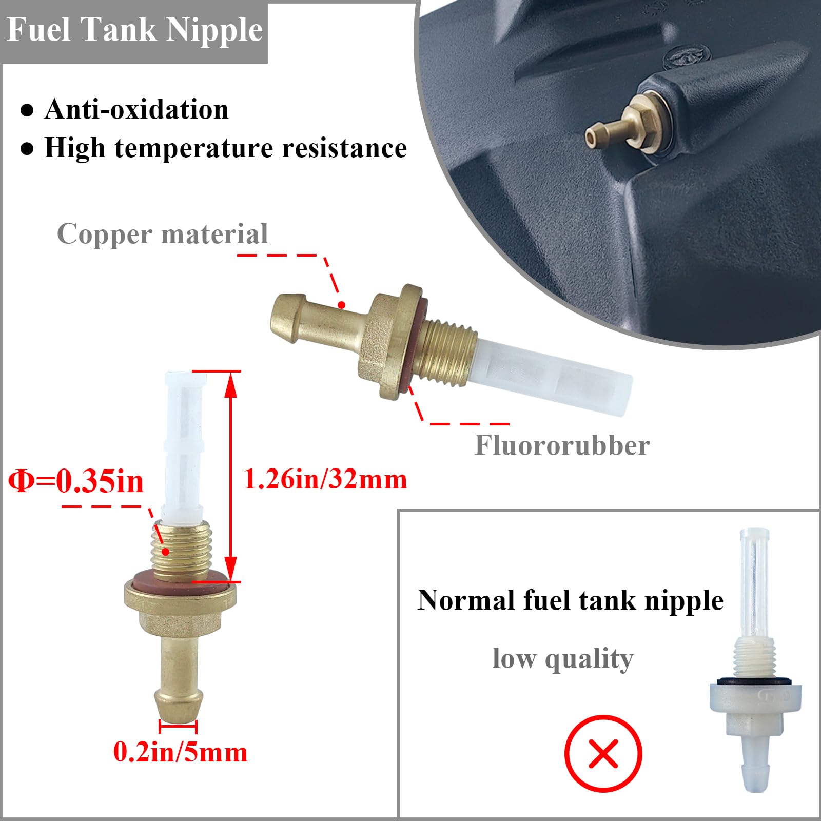 WOTIAN Plastic Fuel Tank for GX270 GX340 GX390, Model 17510-ZE3-030ZA, Anti-vibration, Fits Harbor Freight Predator 420cc