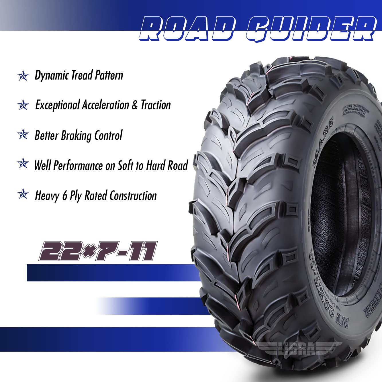 Roadguider Set 2 Road Guider Atv Mud Tires 22X7-11 22X7X11 6Pr 20Mm Deep Tread Compatible For Honda Recon 250 Suzuki Ozark 250
