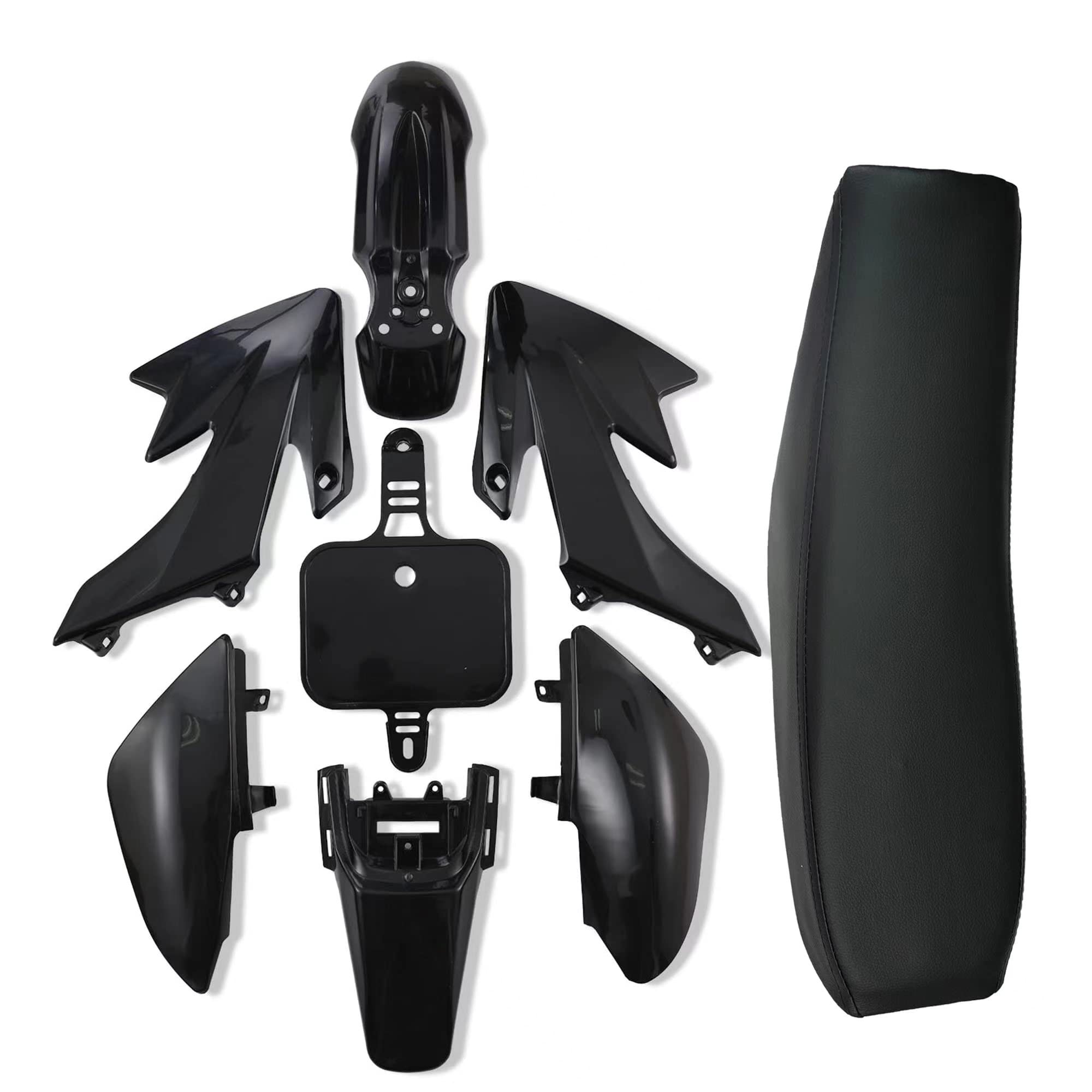 Cleo Plastics Kit With Black Seat For Crf50 Xr50, Chinese 50Cc 70Cc 90Cc Dirt Pit Bike,Fenders Fairings Replacement Plastic With