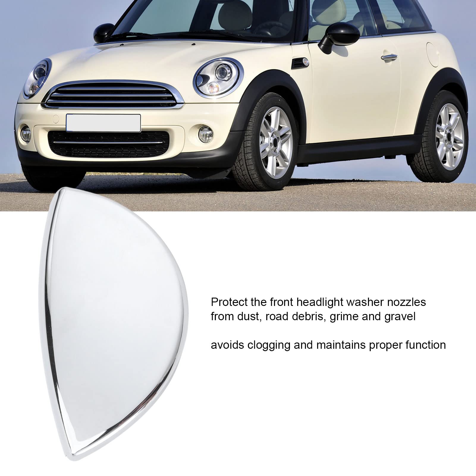 Pocreation Headlight Washer, Front Headlight Washer Water Spray Cover Replacement For Cooper R55 R57 R56 R58 R59 2008-2014(Right 61672752560)