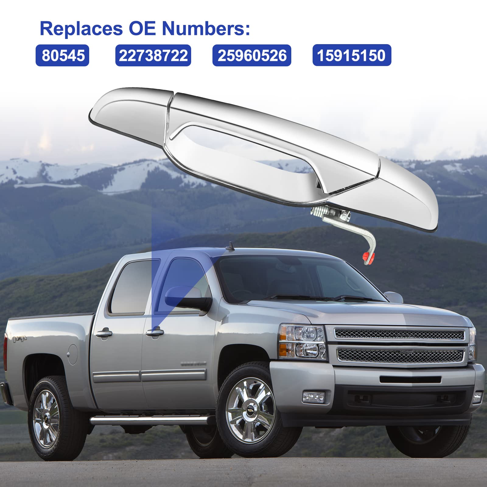 Front Passenger Side Exterior Door Handle Compatible with 2007-2013 GMC Sierra Yukon XL Denali,Cadillac Escalade,Chevrolet Chevy