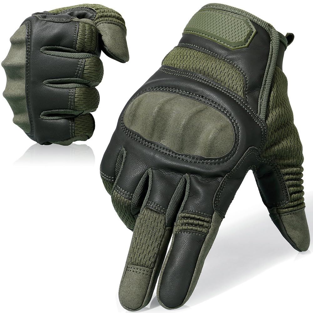 Axbxcx Touch Screen Full Finger Gloves For Motorcycles Cycling Motorbike Atv Bike Camping Climbing Hiking Work Outdoor Sports Men Women Green Xl