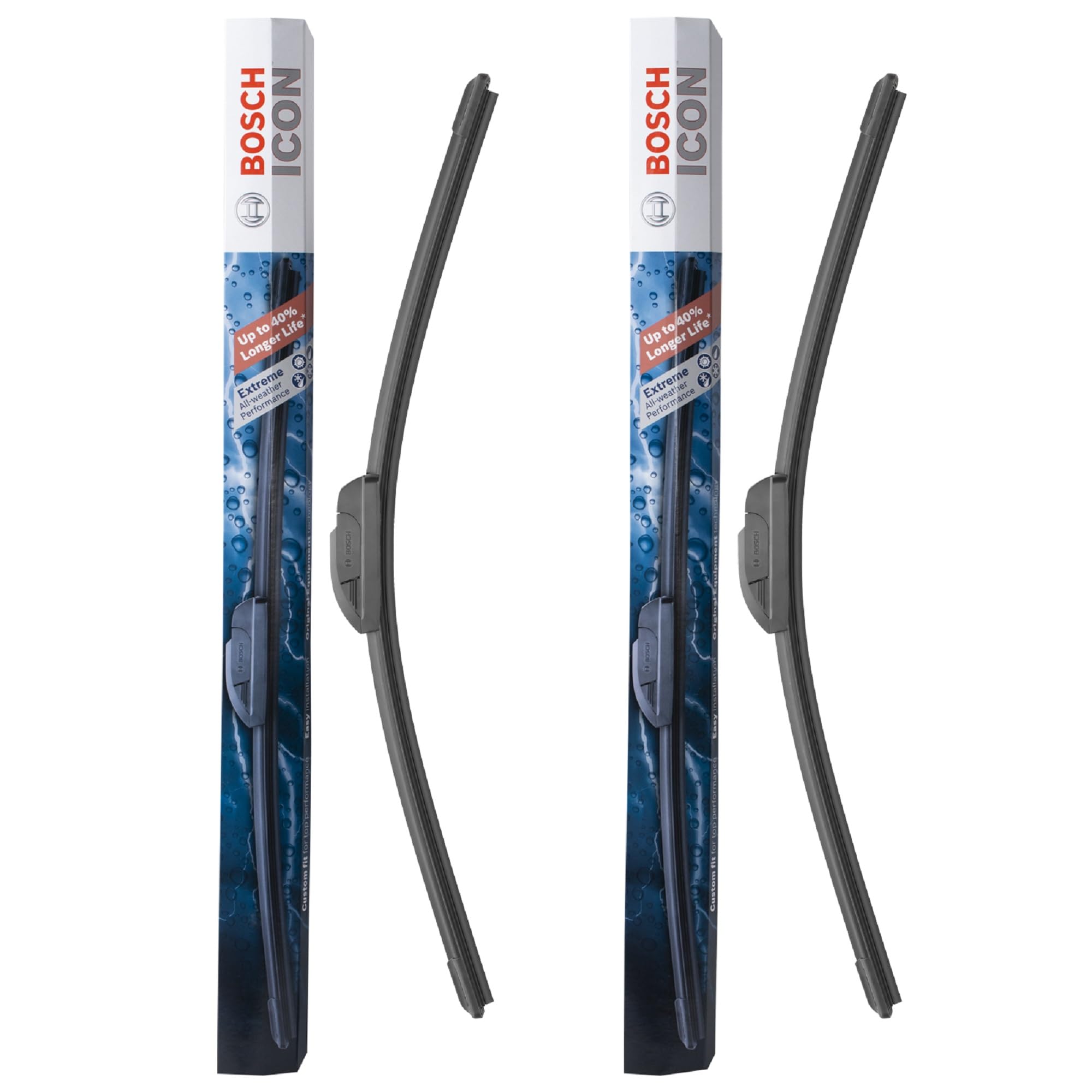 Bosch ICON Beam Wiper Blades - Natural Rubber, 2-Pack (26A & 16A) - Driver & Passenger Side