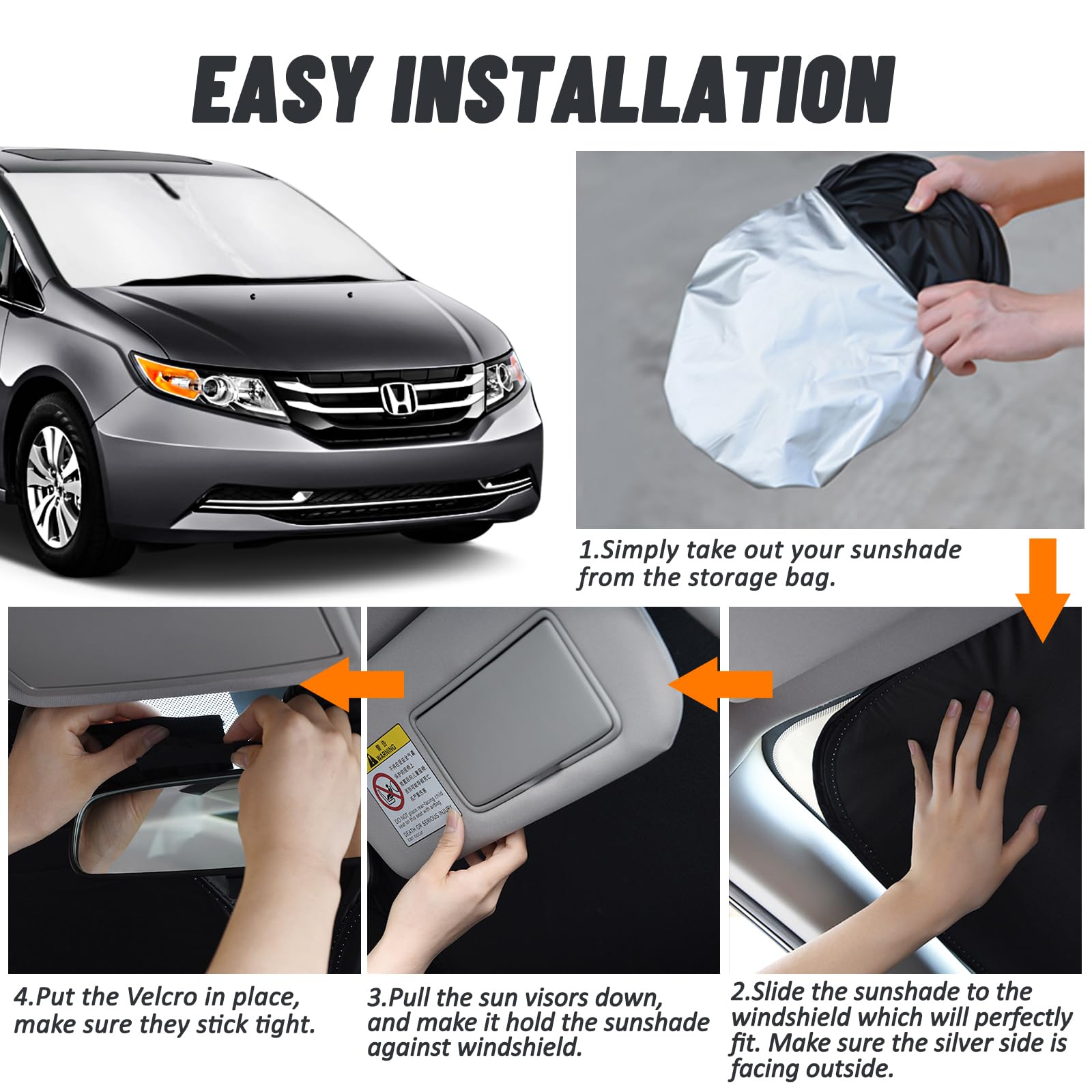 D-Lumina Windshield Sun Shade For 2011-2017 Honda Odyssey Mini Van Accessories, Front Window Sunshade Sun Visor Protector Block