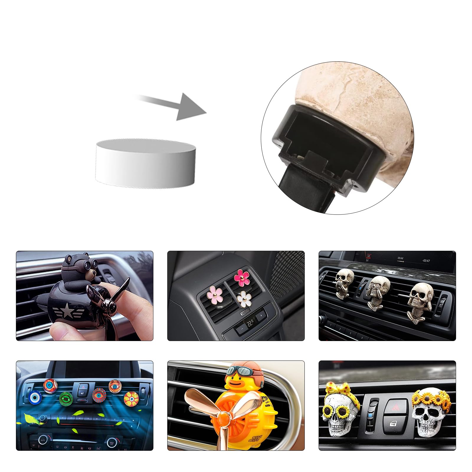 8 Packs Car Air Vent Clip Refills Solid Fragrance Pads, 4 Scents Replacement Tablets Long Lasting Freshener For Cars(Included Le