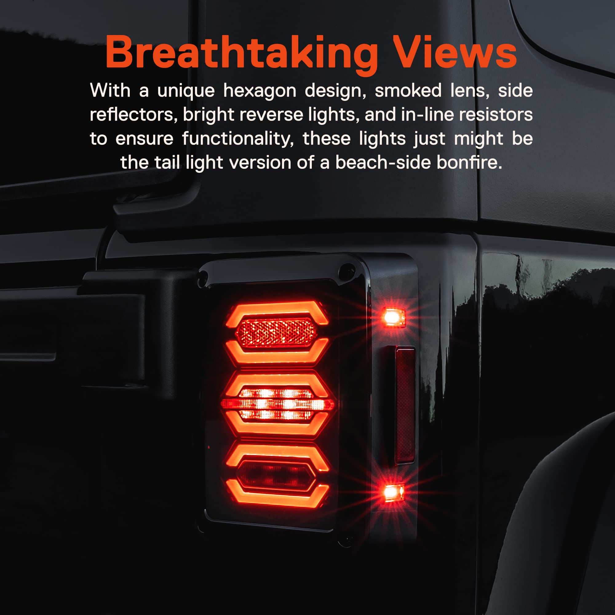 True Mods Led Rear Tail Light Replacement For Jeep Wrangler [Hexagon Design] [Smoke Lens] [Plug N Play] Led Brake Light For Jeep