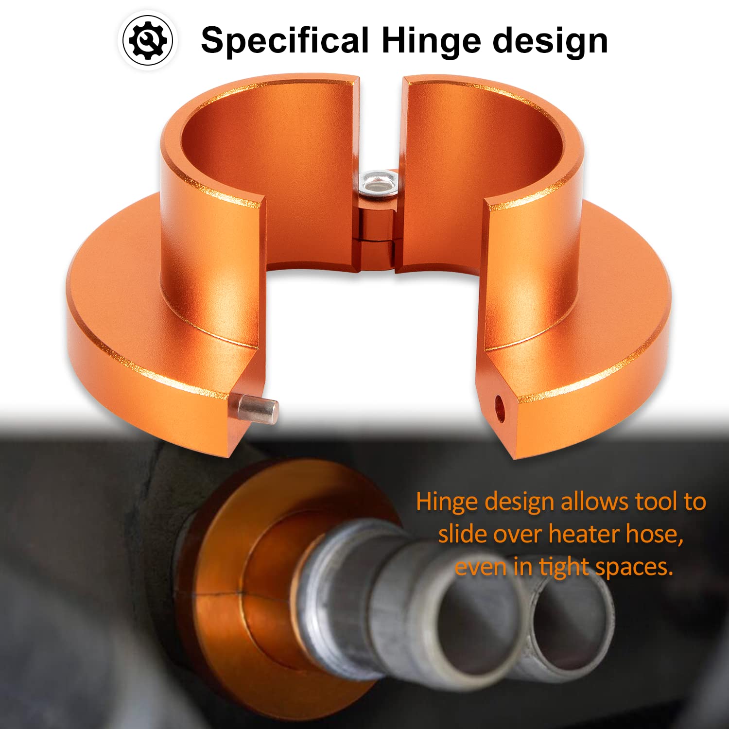 LAIKOU Heater Hose Quick Disconnect Tool, 0.625" Aluminum, Orange, Model 39190 for GM 3/4" Heater Line Replacement