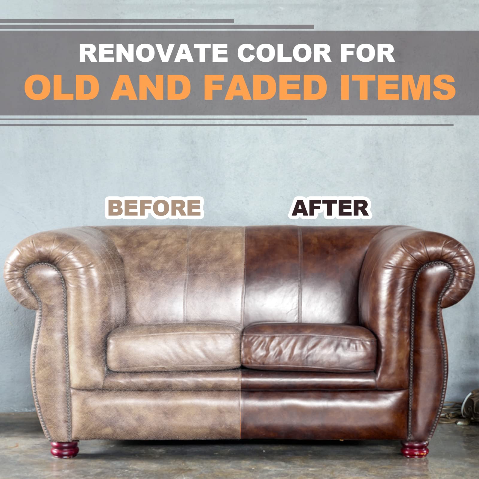 STARTSO WORLD Dark Brown Leather Recoloring Balm & Conditioner with Mink Oil - Repair Kit for Couches, Car Seats, Shoes & Vinyl