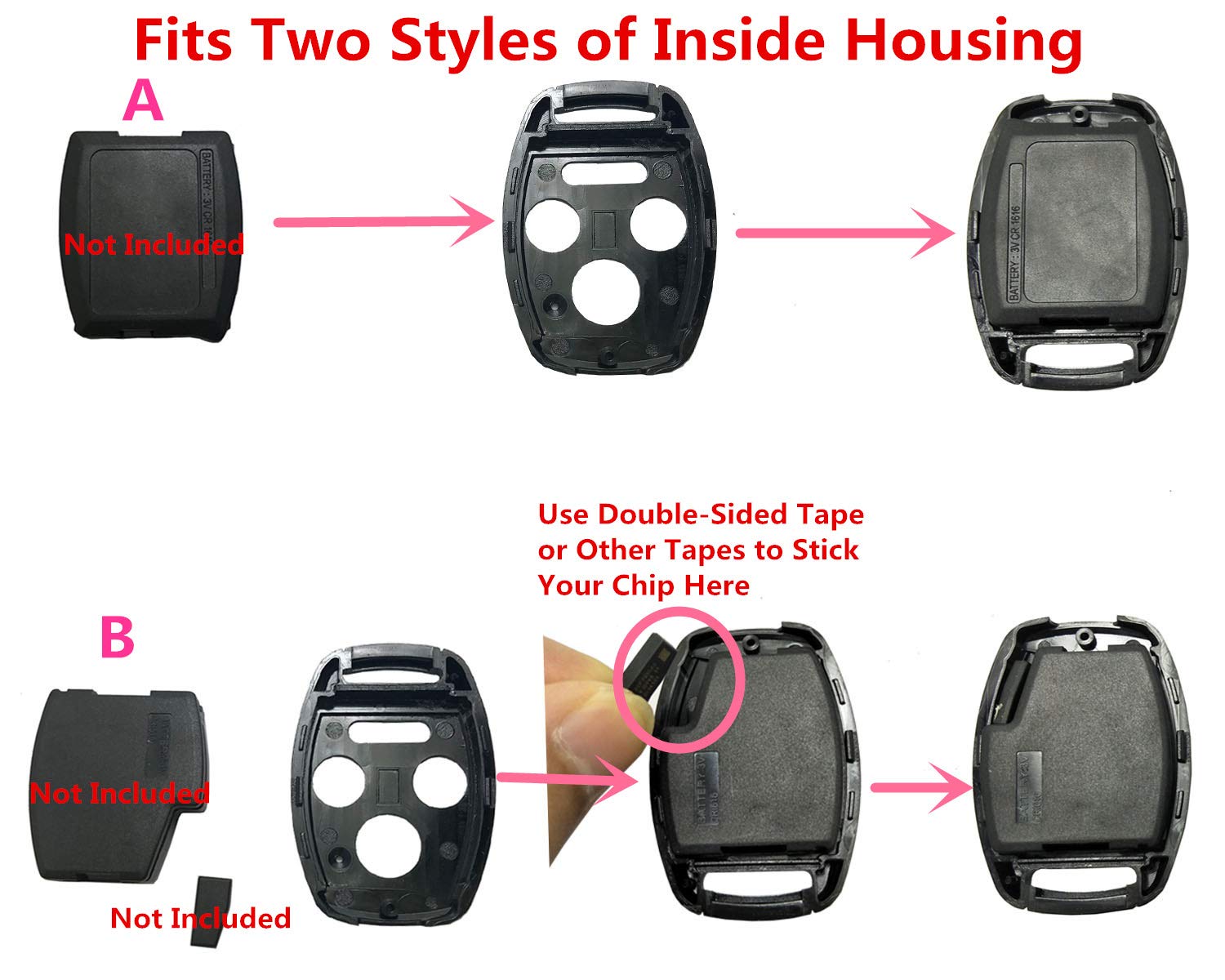 Horande Replacement Key Fob Cover Case fit for Honda 2003-2014 Accord 2006-2013 Civic 2009-2015 Pilot 2005-2006 CR-V Ridgeline O