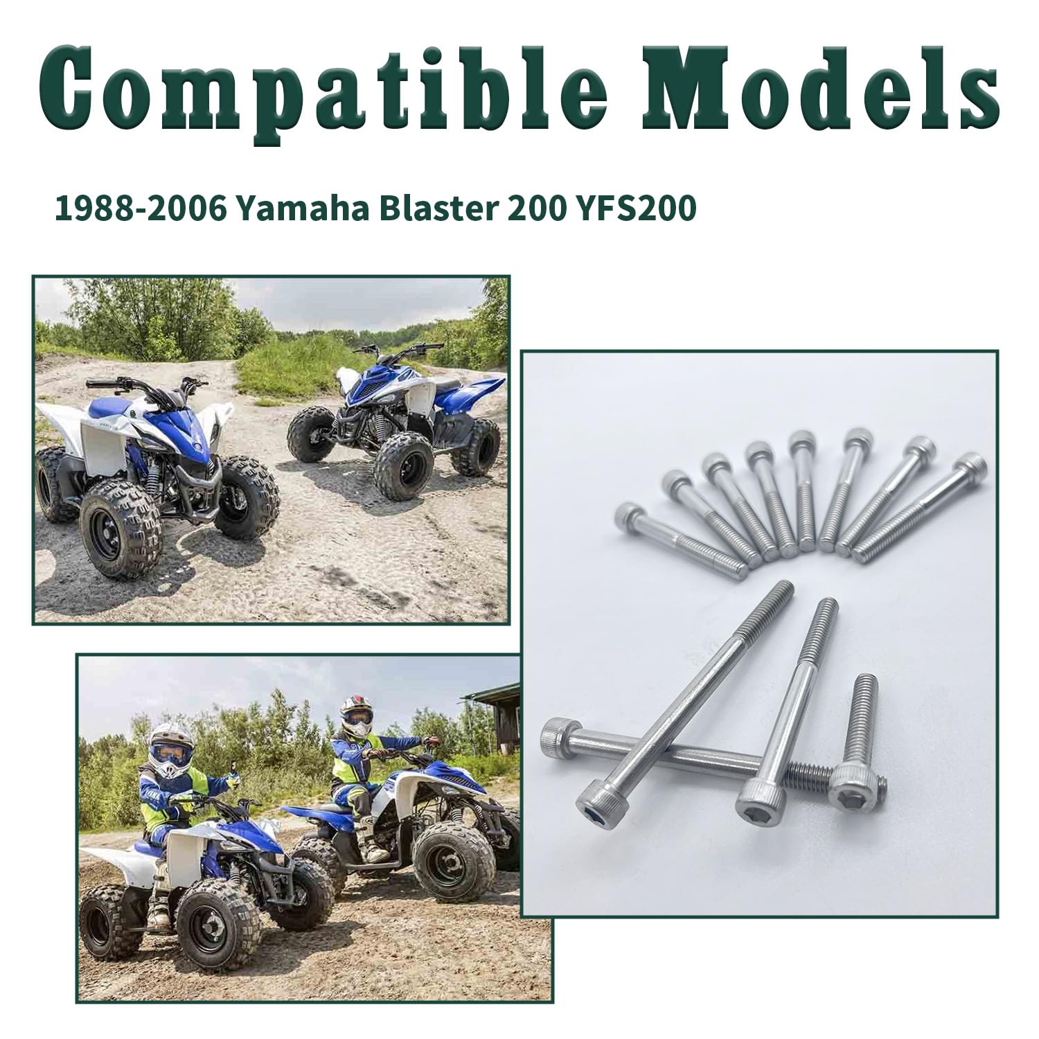 BIGLKNM Polished Bolt Screw Kit Compatible for Yamaha 1988-2006 Blaster 200 YFS200, 54pcs (7Pack) Motorcycle 304 Stainless Steel