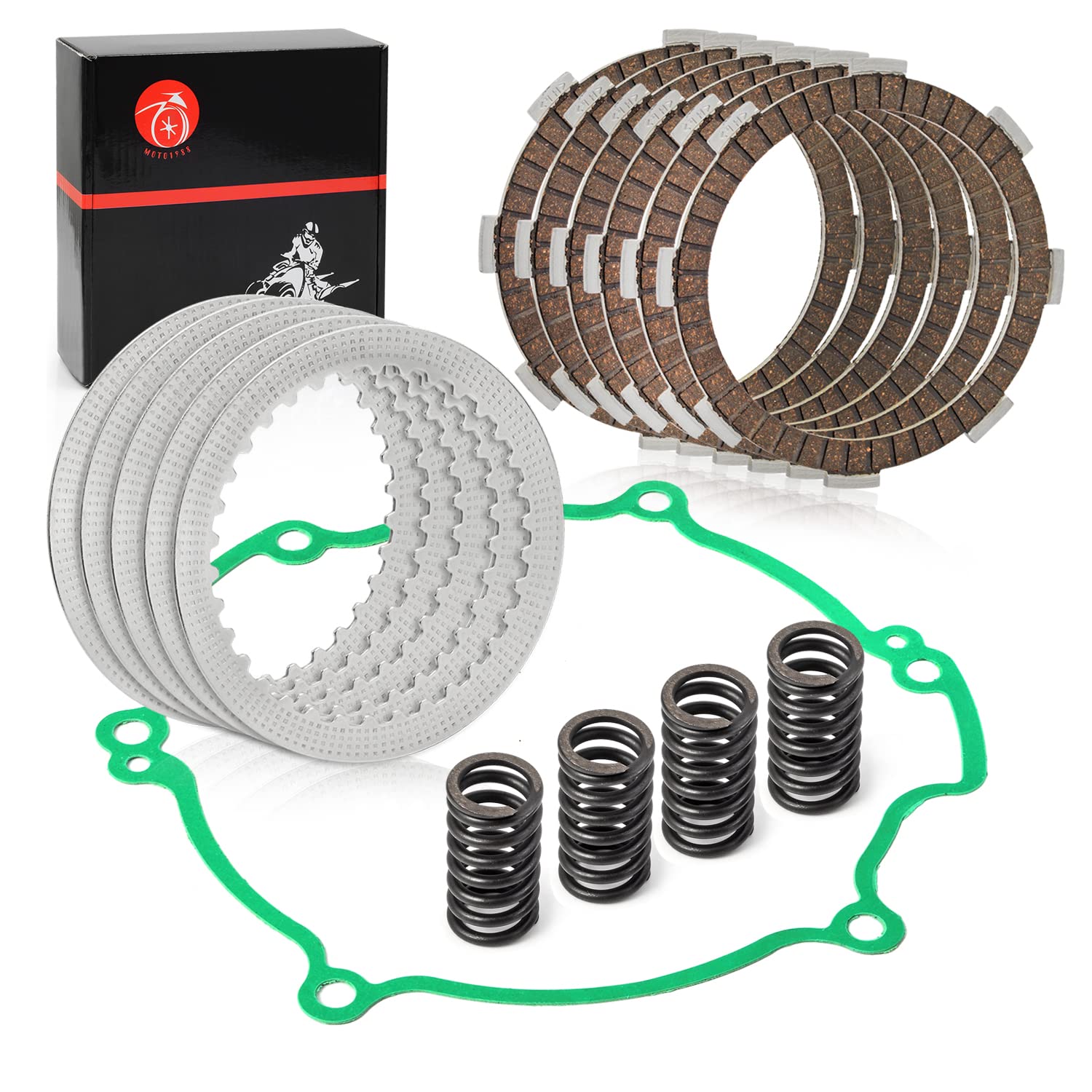 MOTO1988 Heavy Duty Clutch Kit with Springs & Gasket for Kawasaki KX80 KX85 KX100 1998-2021, Model 13088-1016, Alloy
