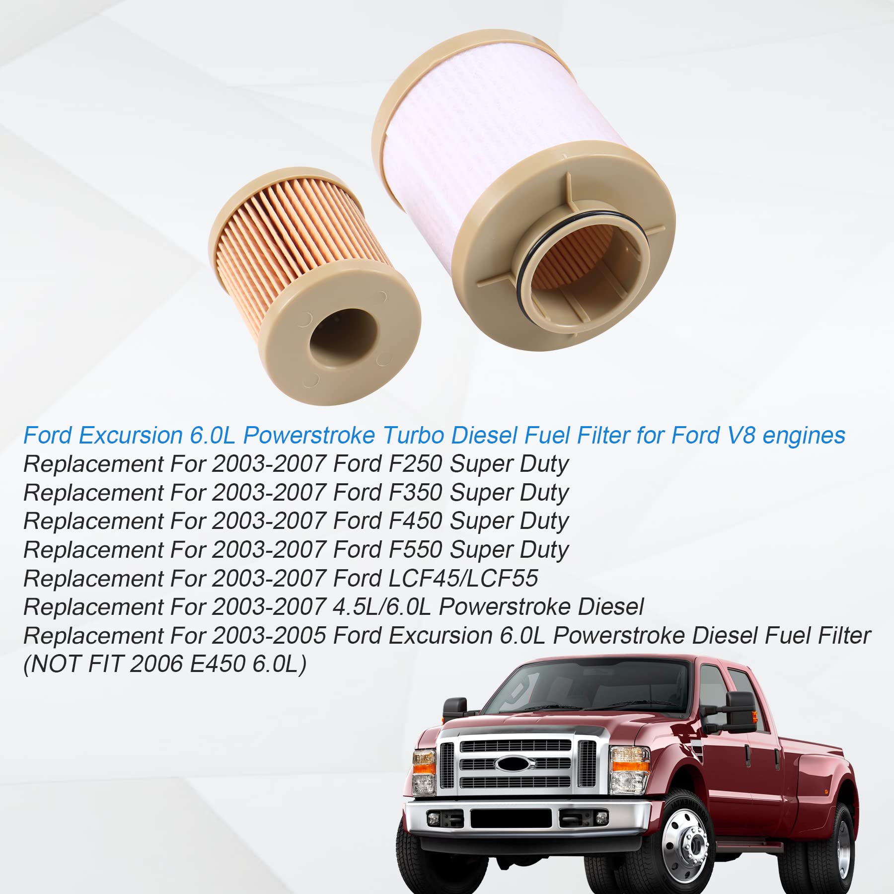 Carmocar Replacement For Ford 6.0L 2003-2007 Diesel Fuel Filter 3 Pack Includes Lower Lifter Pump Filter And Upper Fuel Bowl Fil