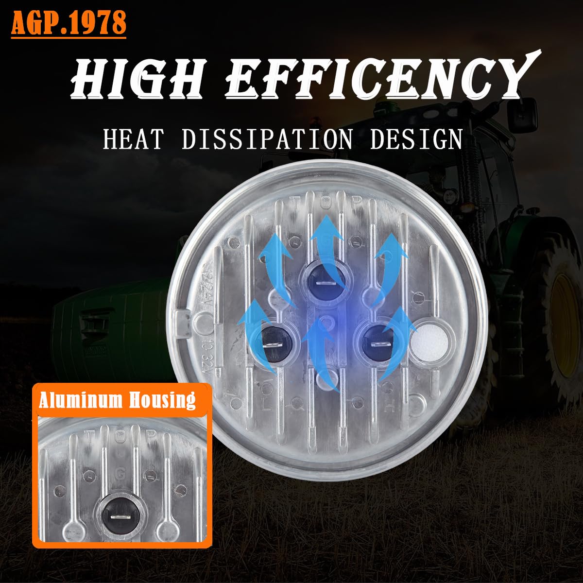 AGP.1978 24W LED Work Light Bulb - Aluminum, Silver - Compatible with John Deere Tractors RE25126, AR48723, AR85263, AR93335