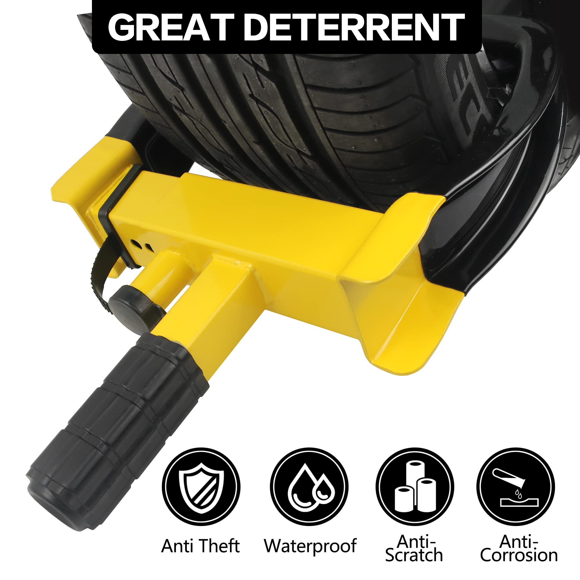 Wheel Clamp Lock Universal Security Tire Lock Anti Theft Lock Fit Most Vehicles Max 10'' Tire Width And 7'' Reach For Trailers S