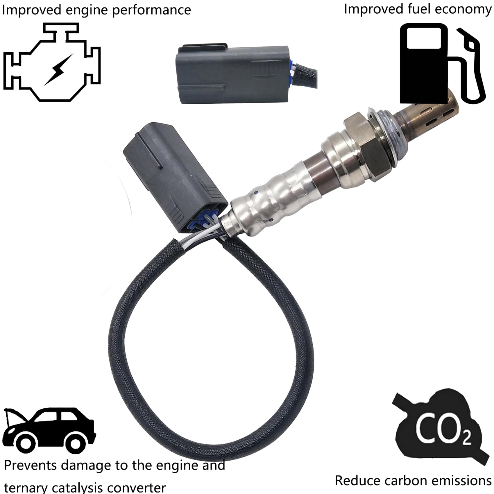 Dropwater Downstream Oxygen Sensor for 2010-2013 Mazda 3 & 3 Sport, Model 75-4398, Black, Compatible with 2.0L & 2.