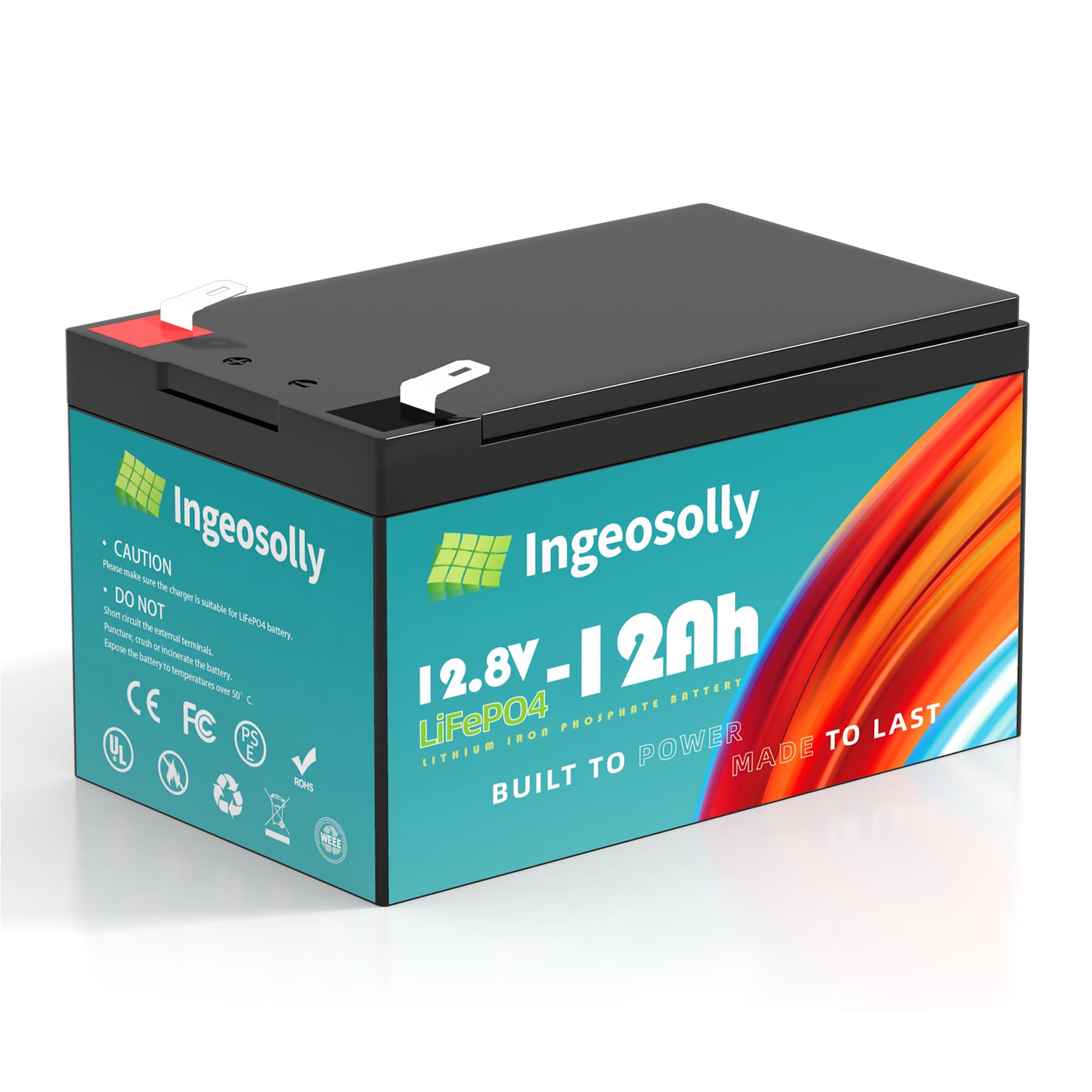 12V 12Ah Lithium Lifepo4 Deep Cycle Battery, 4000+ Cycles Lithium Iron Phosphate Rechargeable Battery For Small Ups, Power Wheels, Fish Finder, Toys, Camping, Scooters And More(Smart Bms)