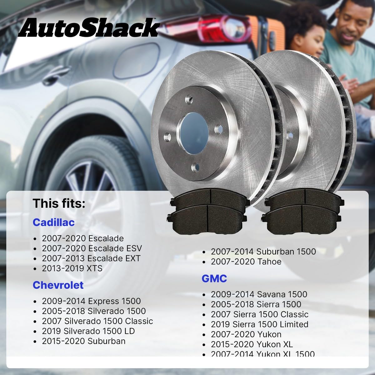 Autoshack Front Brake Kit Rotors And Ceramic Pads Pair Of 2 Driver And Passenger Side Replacement For Chevrolet Silverado 1500 Tahoe Suburban 1500 Gmc Sierra 1500 Yukon V8 4Wd Rscd65099-65099-1092-2-4