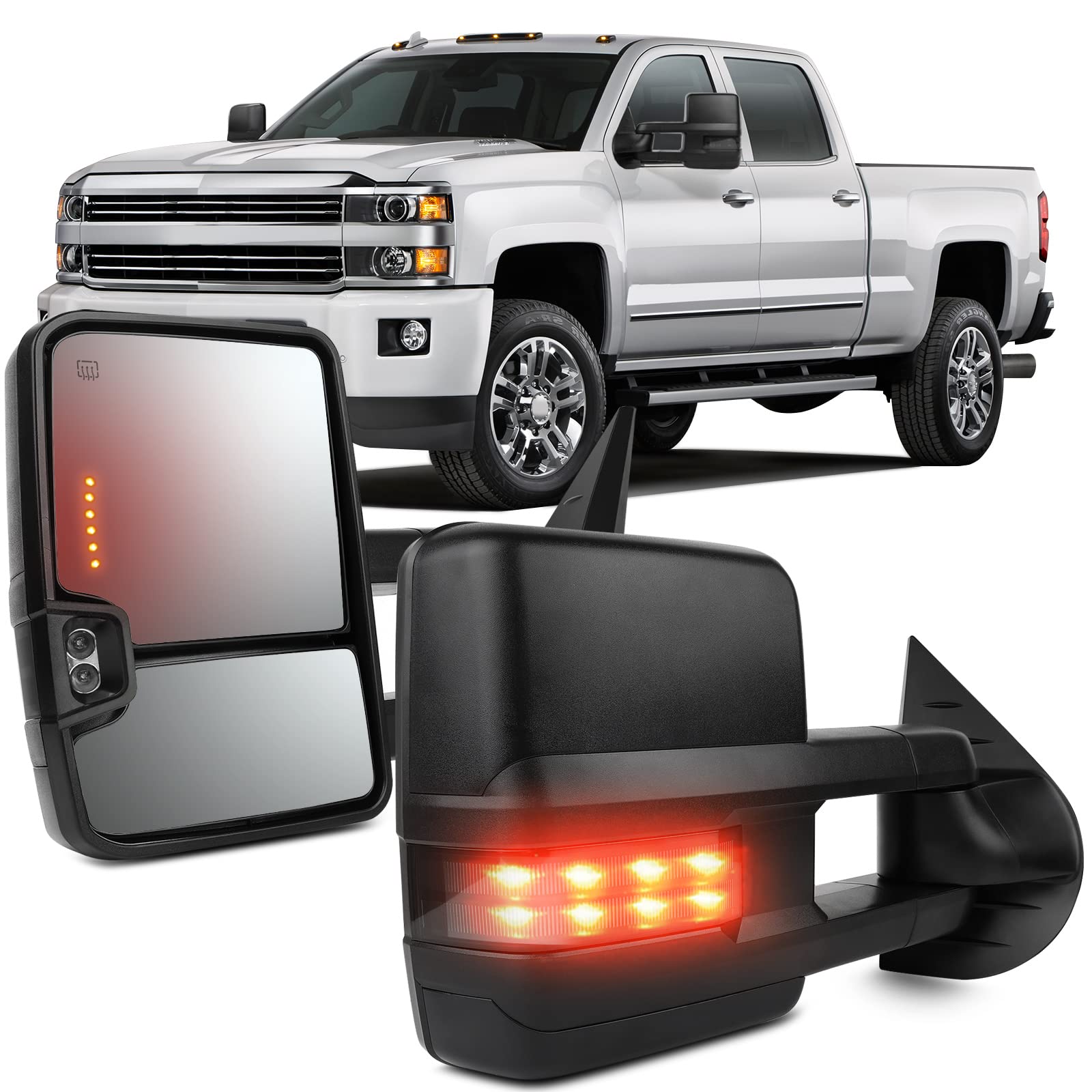 OCPTY Power Heated Towing Mirror Fit For Avalanche 1500 2002 For Avalanche 2500 2002 For Silverado 1500 1999-2002 Power Adjusted