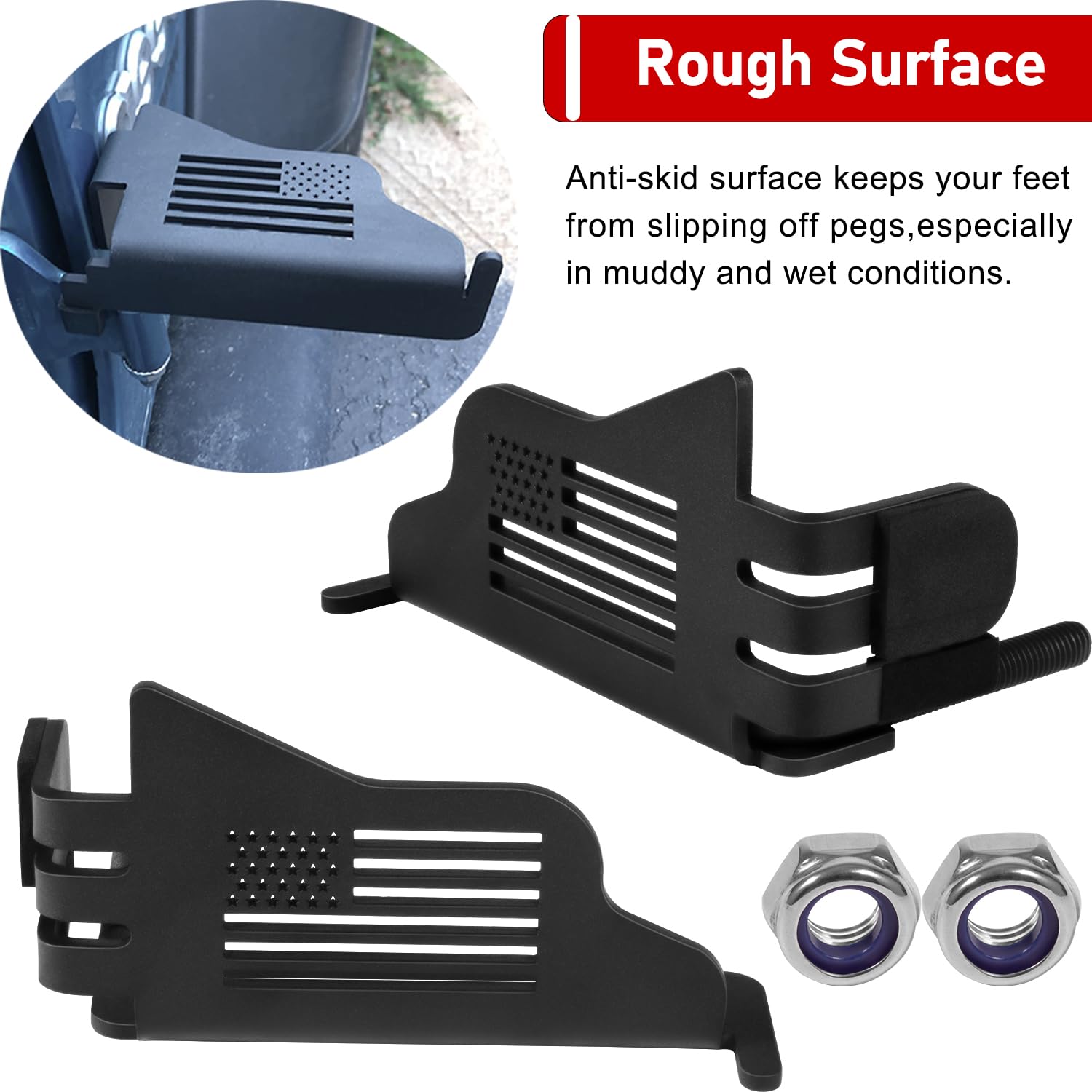 Wrangler Foot Pegs For Jeep Wrangler Jk Jl Gladiator Jt 2007 To 2024, Exterior Door Hinge Metal Powder Coating Rest Pedals With