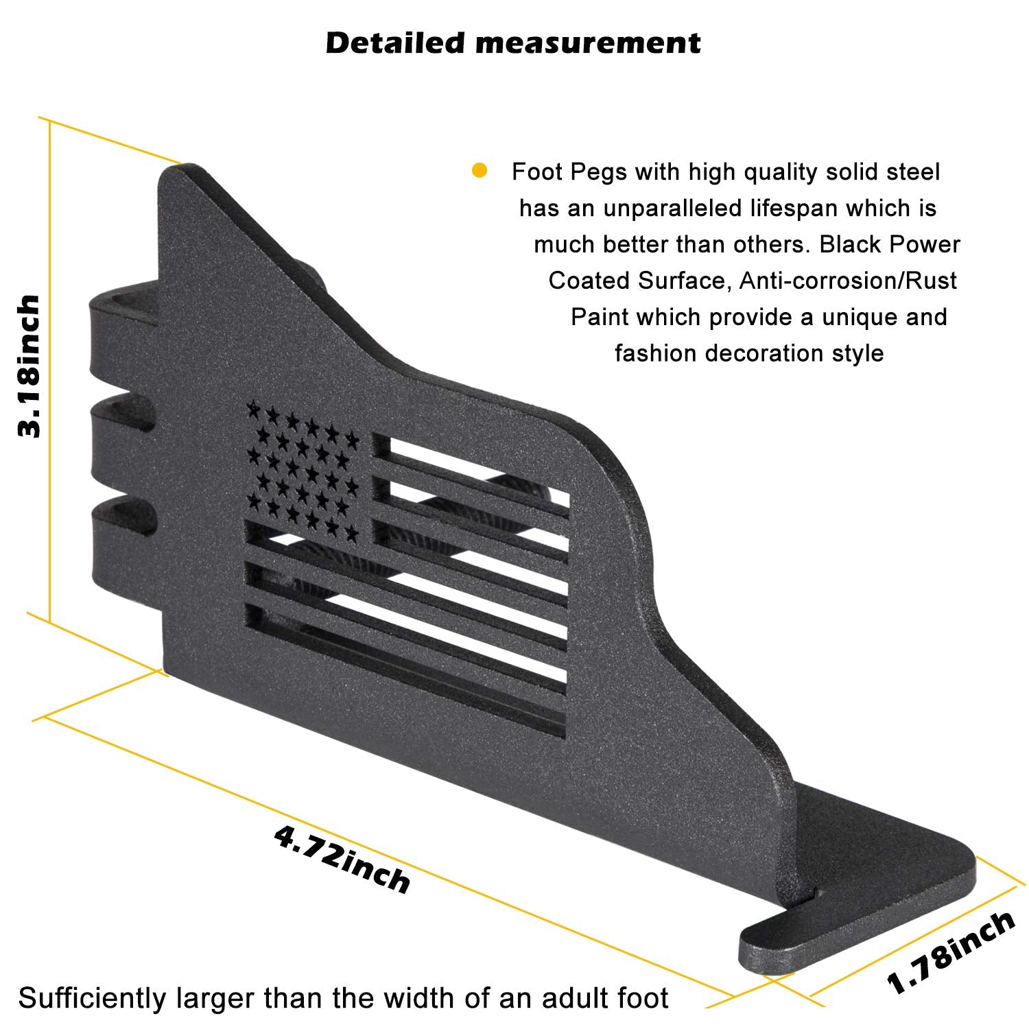 Foot Pegs For Jeep Wrangler Jk Jl Gladiator Jt 2007-2024 Door Hinge Rest Pedal Us Flag Bolt On Installation Exterior Door (2Pcs)