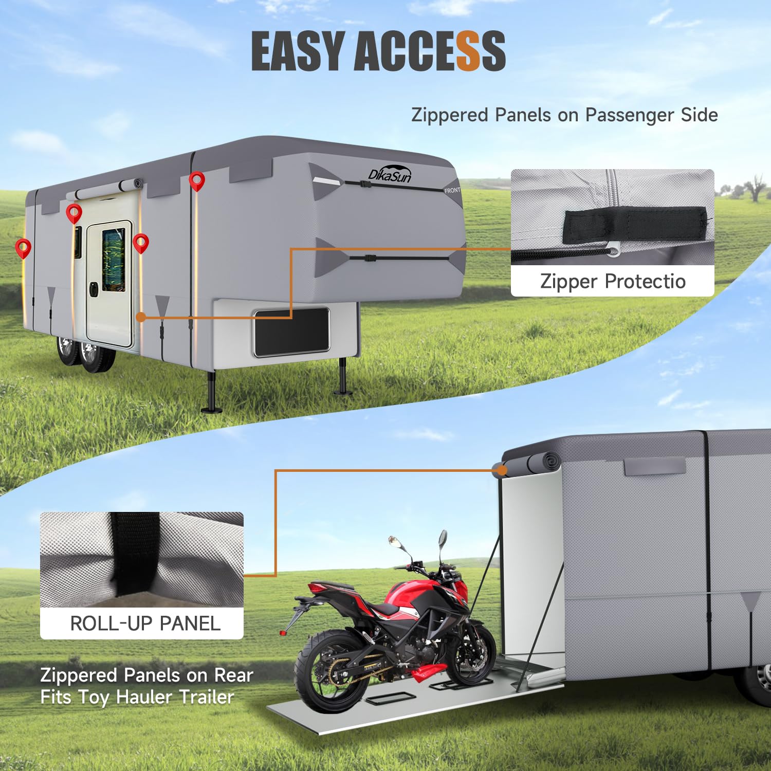 Dikasun Fifth Wheel Rv Cover With 7-Ply Layers,5Th Wheel Camper Cover 34-37Ft Uv Protection Waterproof Windproof And Breathable