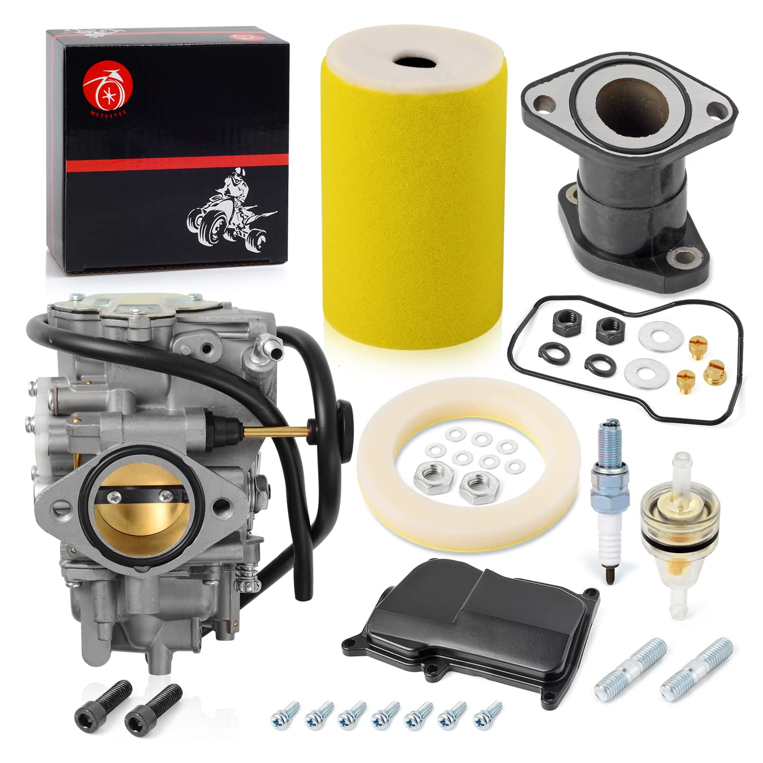 MOTO1988 Carburetor Carb & Air Filter for YAMAHA Big Bear 350 & Kodiak 400, Model 2VA-14101-01-00, Fits 1987