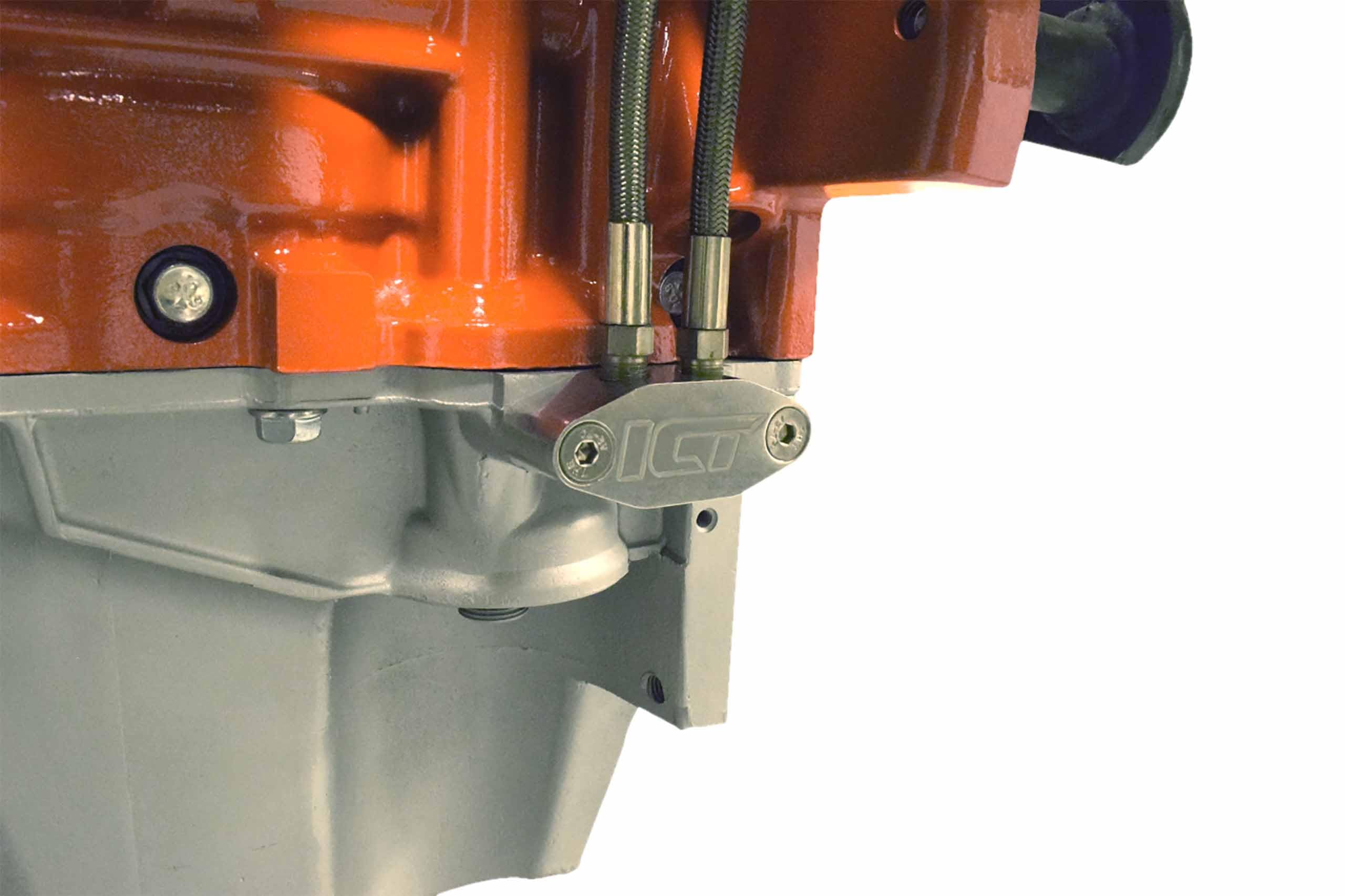 ICT Billet LS Twin Turbo Dual 90 Degree 1/8'' NPT Oil Feed LINE Adapter Plate LS1 LSX kit Port LS3 Right Angle Billet Plate Supp