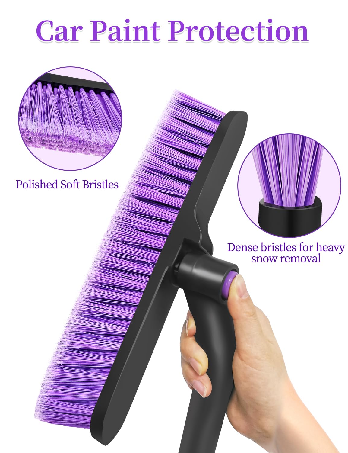Heeya Ice Scraper With 12.6 Inch Large Brush Head, Extendable Ice Scraper And Snow Brush For Car Windshield Window, Portable Car Scraper Snow Brush For Suv Truck Automobile Vehicle