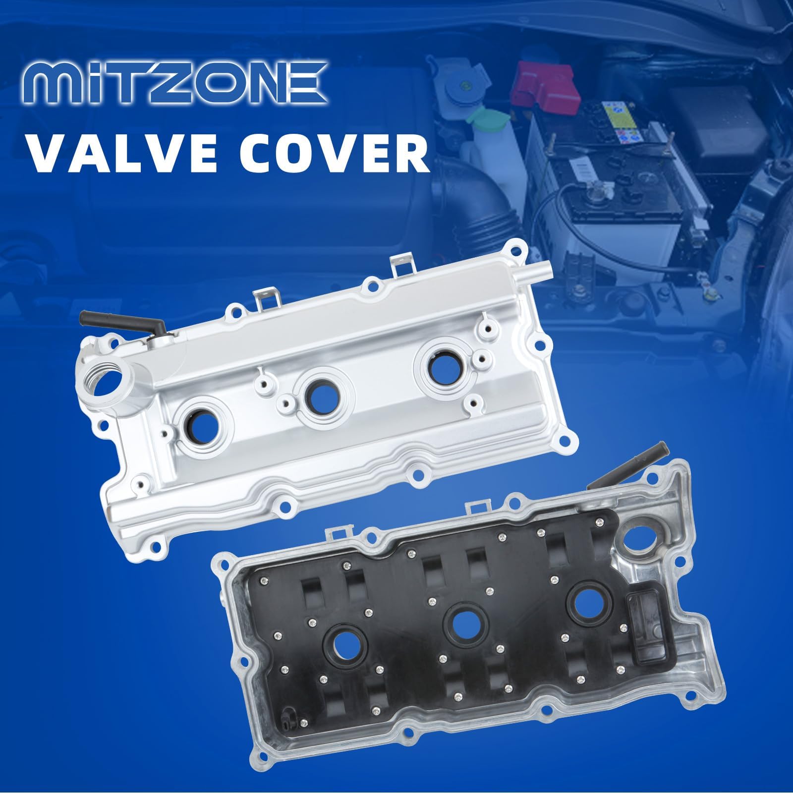 MITZONE Aluminum Valve Cover Set for Nissan 350Z & Infiniti G35, 3.5L V6, White, Model 004-253ALUW, Upgraded Design