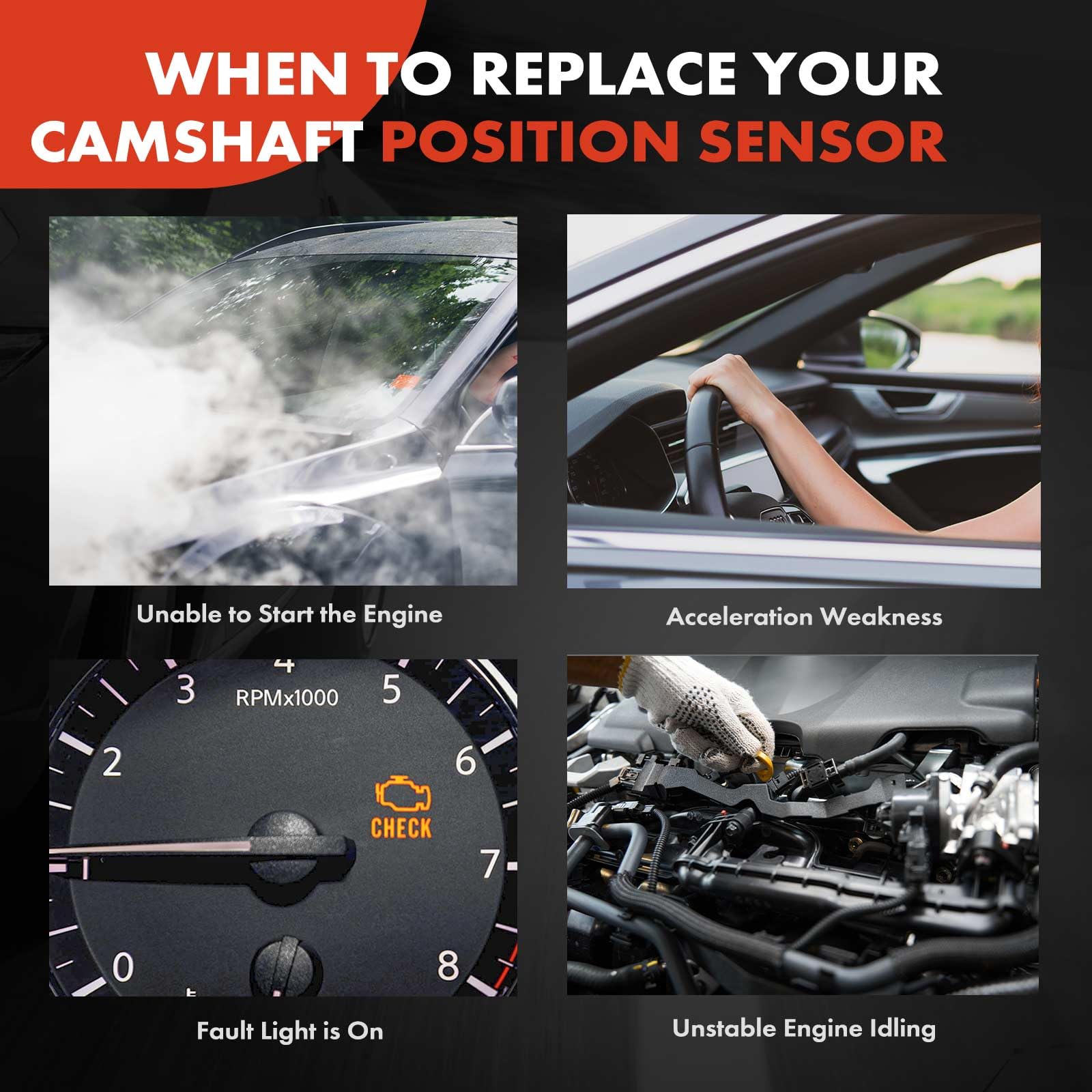 A-Premium Engine Camshaft Position Sensor Compatible With Land Rover Range Rover 1997-2002 Discovery 1999-2004 4.0L 4.6L, Replac