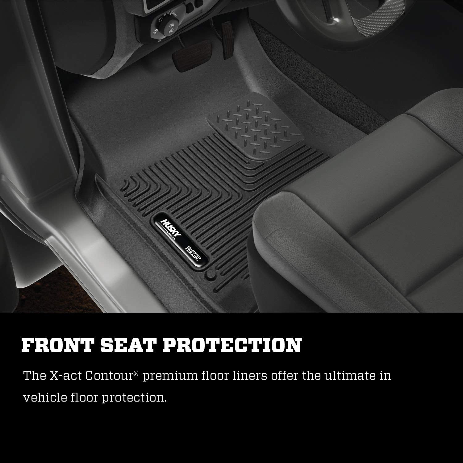 Husky Liners X-Act Contour Series | Front & 2Nd Seat Floor Liners - Black | 54608 | Fits 2019-2022 Dodge Ram 1500 Crew Cab W/O Factory Storage Box 3 Pcs