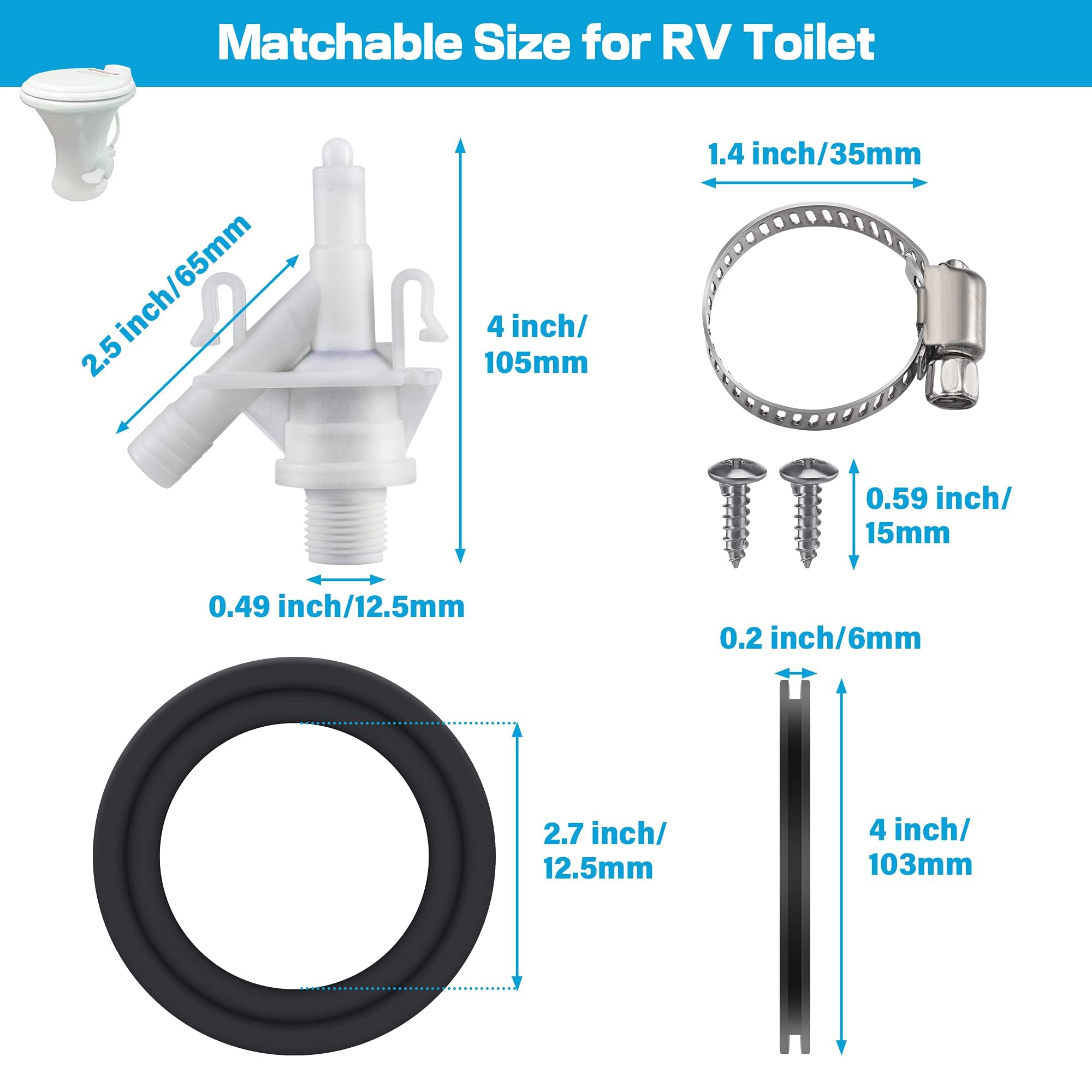 Dreyoo RV Toilet Water Valve Compatible with 385311641, Sealand 300 310 311 320 321 Series Pedal Flush Camper Trailer Marine Toi