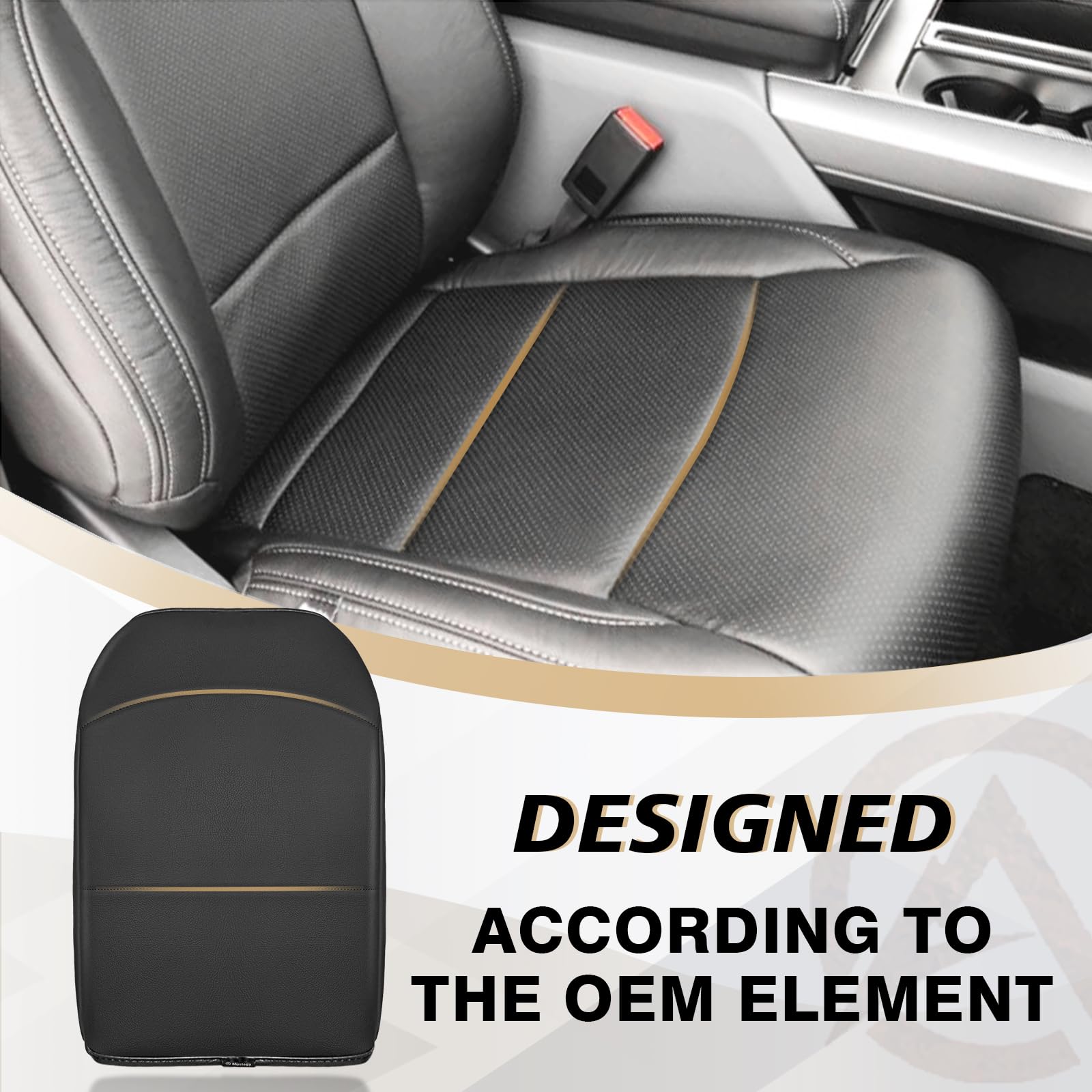Muslogy Center Console Armrest Cover for Ford F150 2021-2026, Extra Thick Vegan Leather, Bucket Seat Only, Model MUS-ACEXTRA-44H