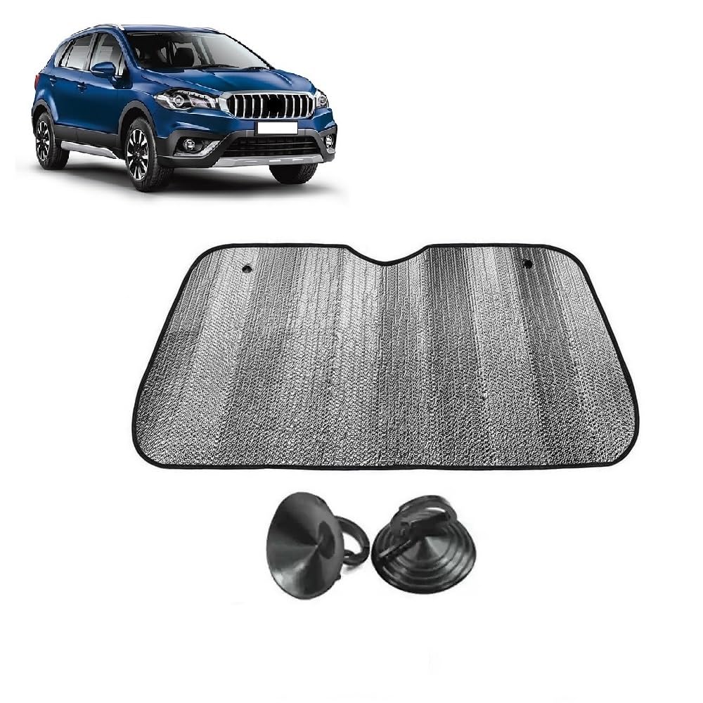 Car Windshield Sun Shade UV Rays Protector Silver Sunshade Solar Reflective suitable for Maruti Suzuki SCross