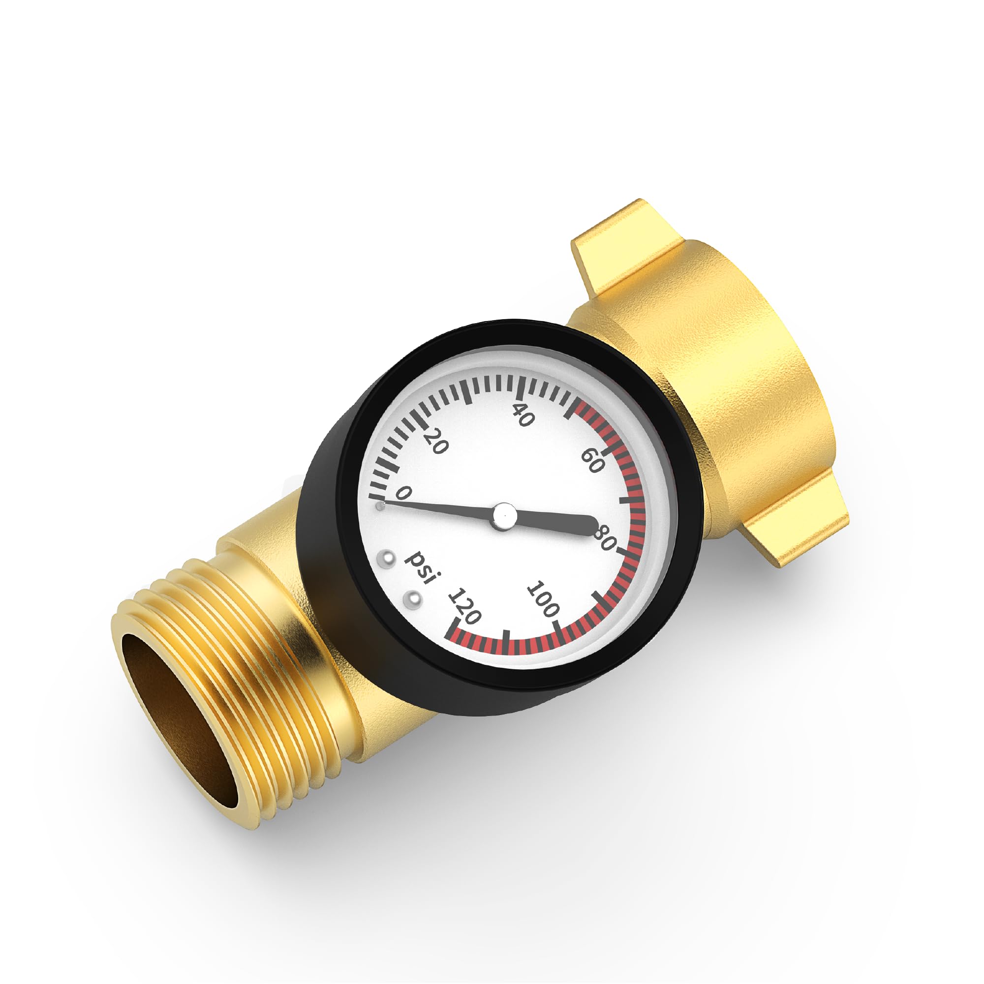 Rvhouse Brass RV Water Pressure Regulator with Gauge, RV Pressure Regulator Water with Filter Screen and NSF Certified, Easy Rea