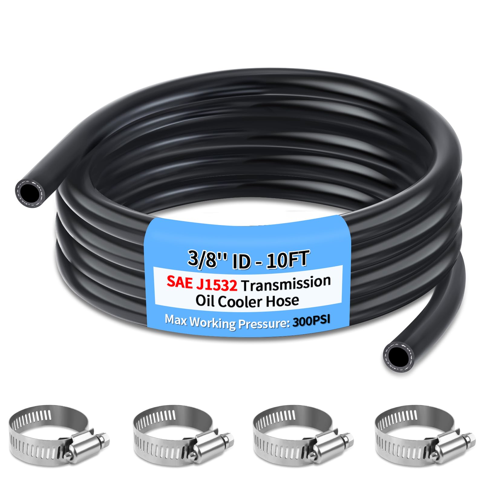 Boltigen 3/8 ID Transmission Oil Cooler Hose, 10FT Transmission Cooler Line for Power Steering, Hydraulic Systems, 300PSI Power 